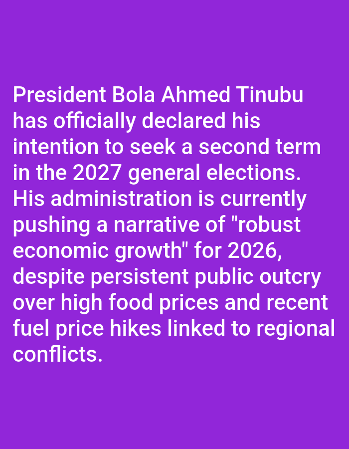 Tinubu second term announcement fragment captured on purple background