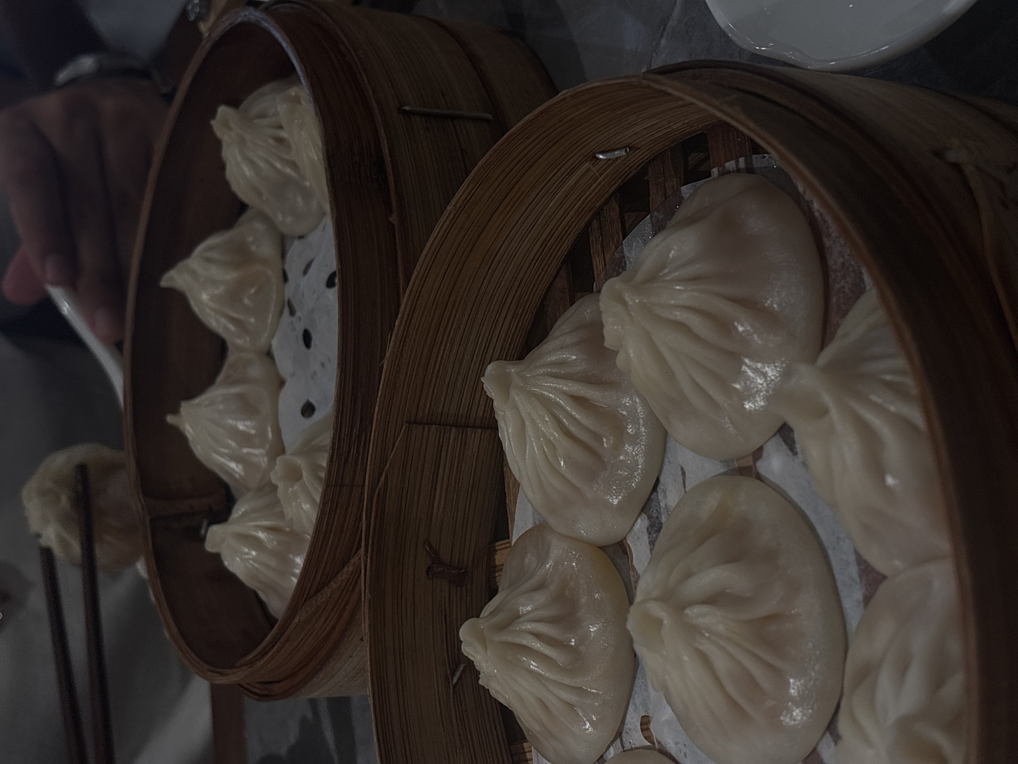 Morning documentation captures dumplings, camera settings, turntable in Shanghai