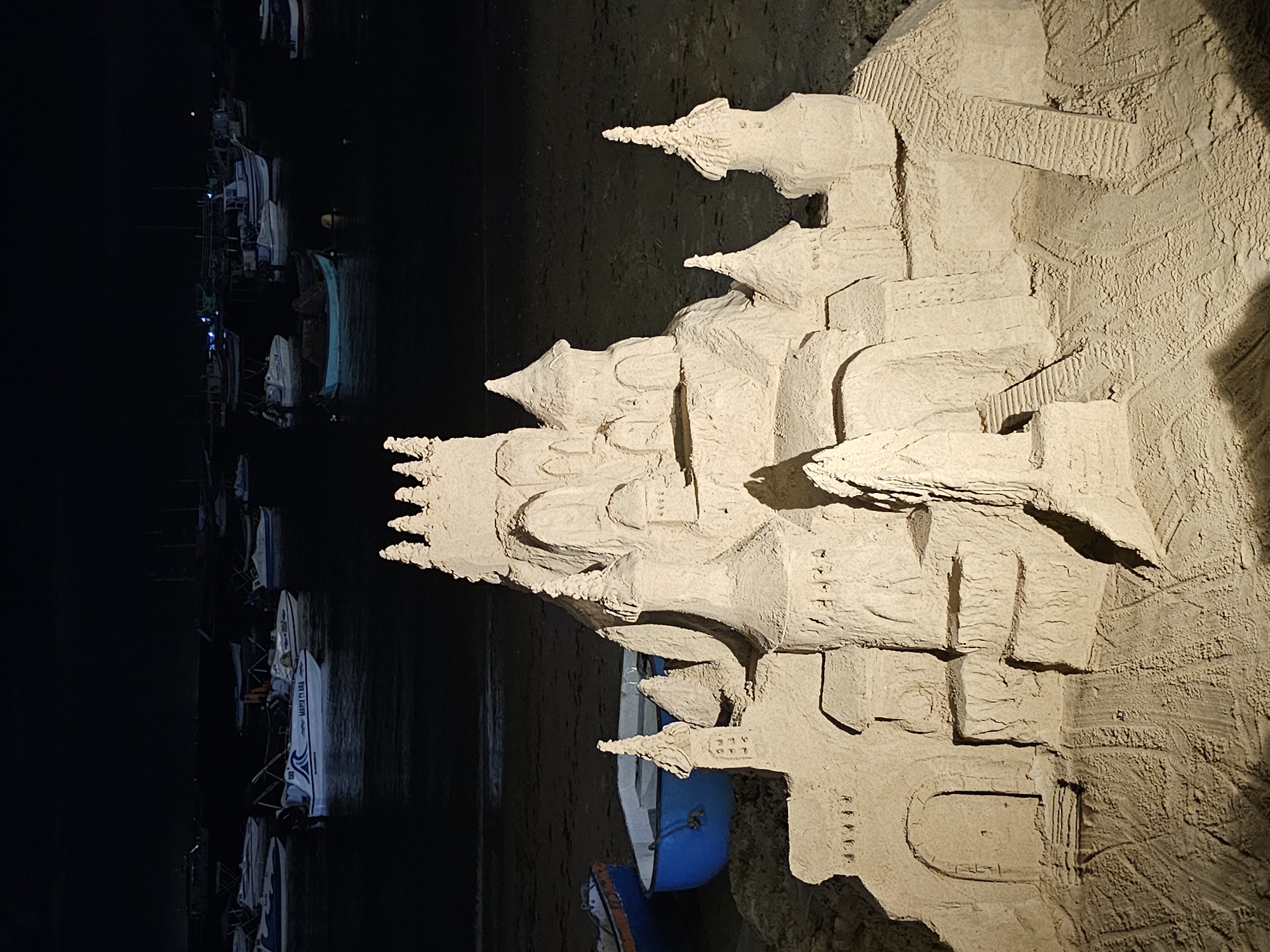 Illuminated sandcastle spotted on Brazilian beach at night