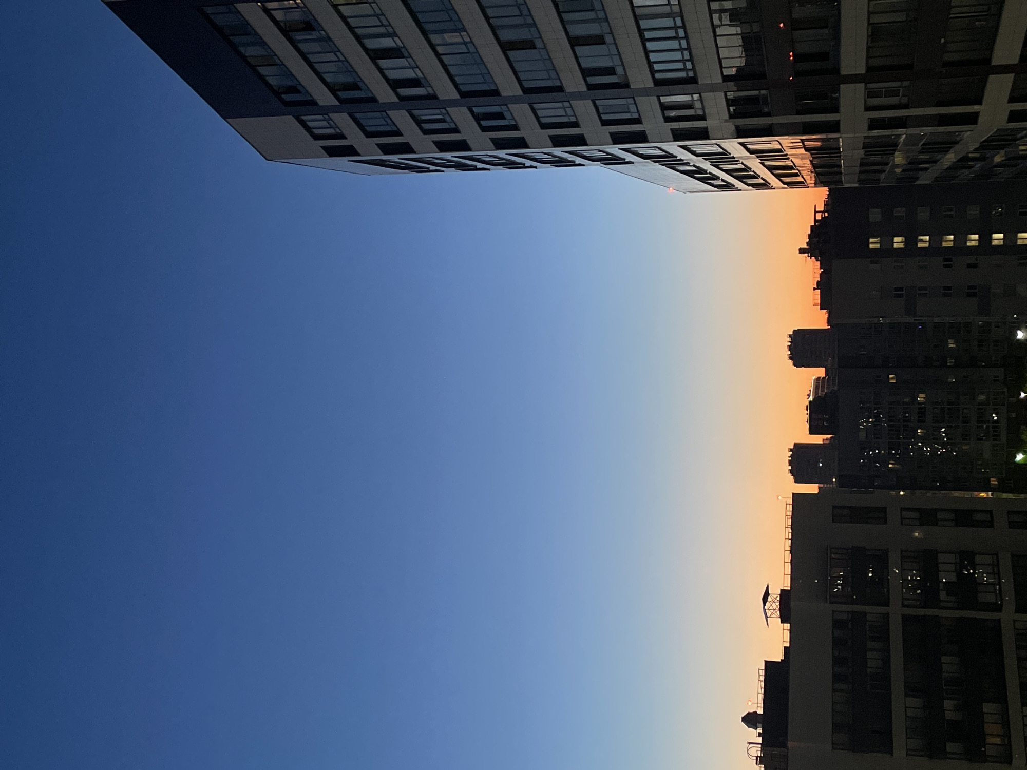 Sinyavino skyline at dusk, towers against a gradient sky