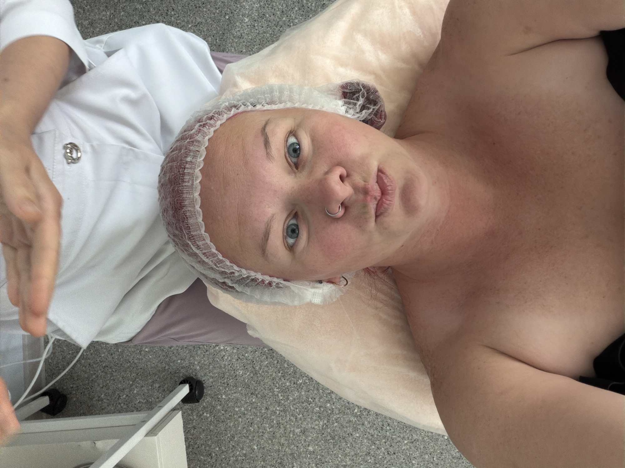 Person documents medical treatment visit with selfies in Chaikovsky