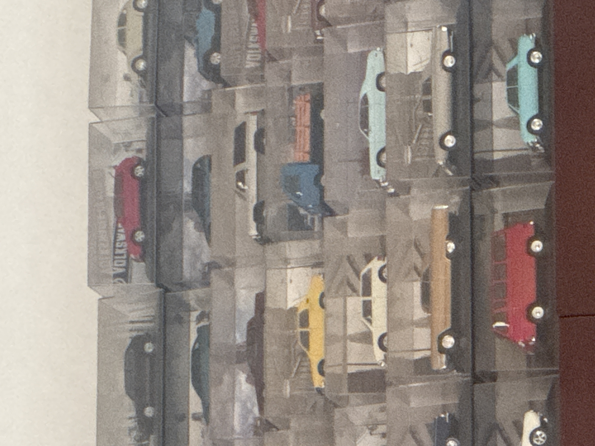 Die-cast VW Beetle collection displayed in Puebla, Mexico