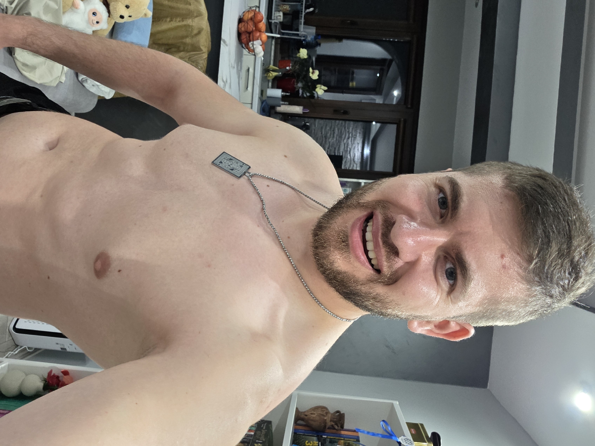 Man photographed with pet rabbit at Bulgarian residence