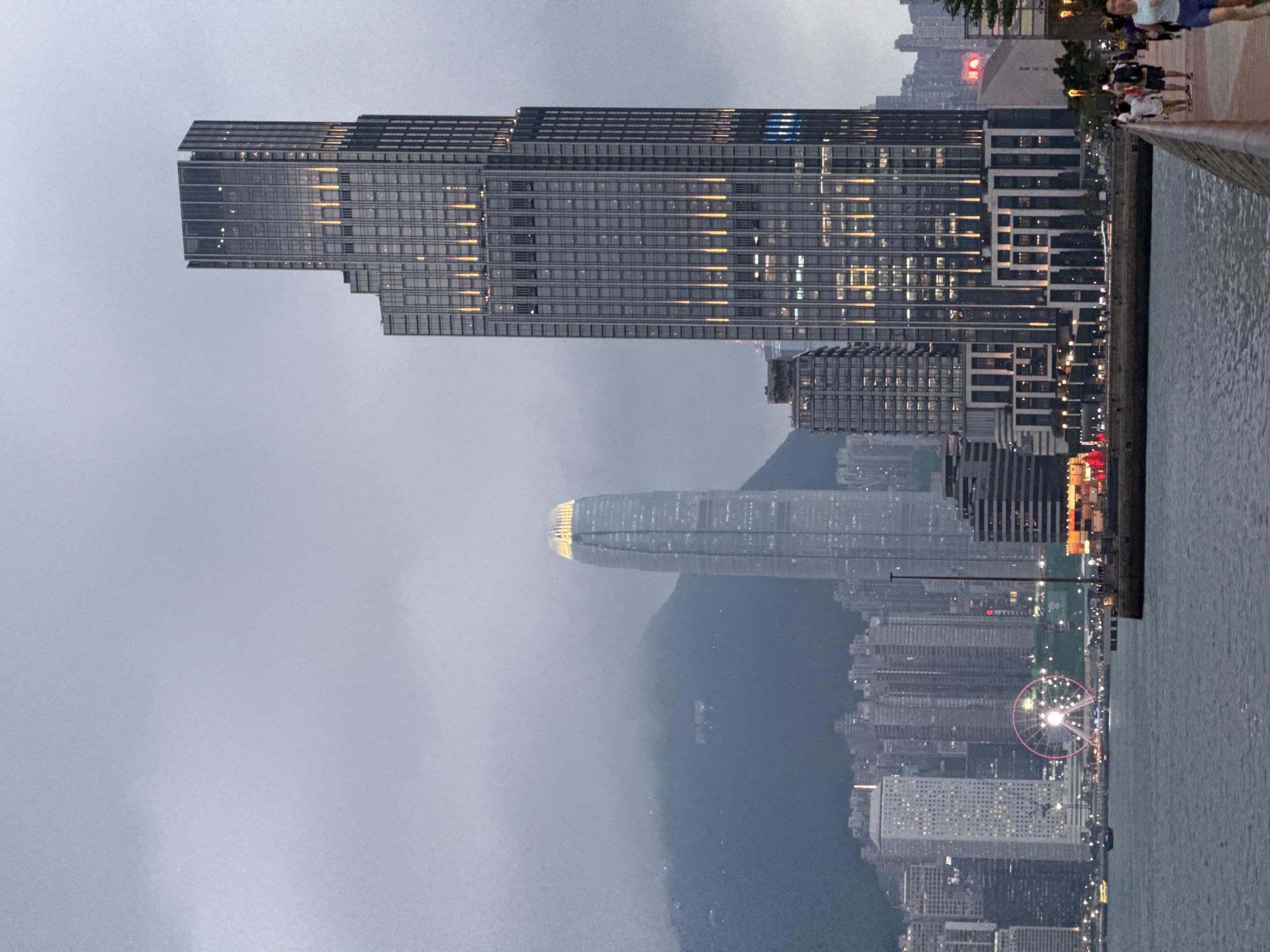 Hong Kong skyline documented during foggy morning conditions