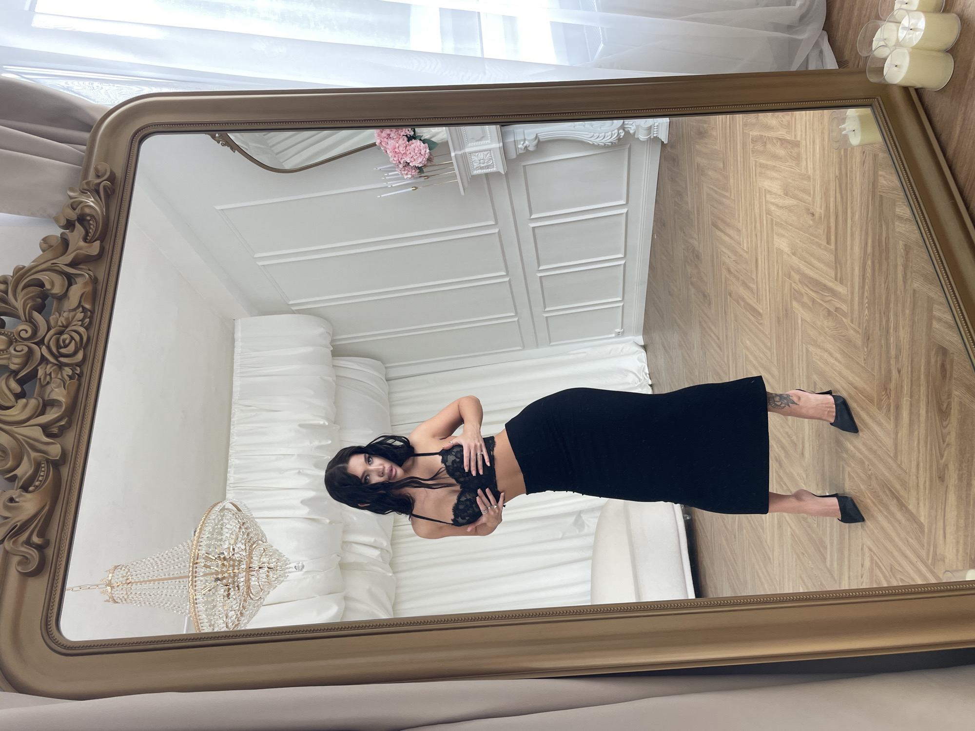 Woman observed in ornate interior space in Kazan