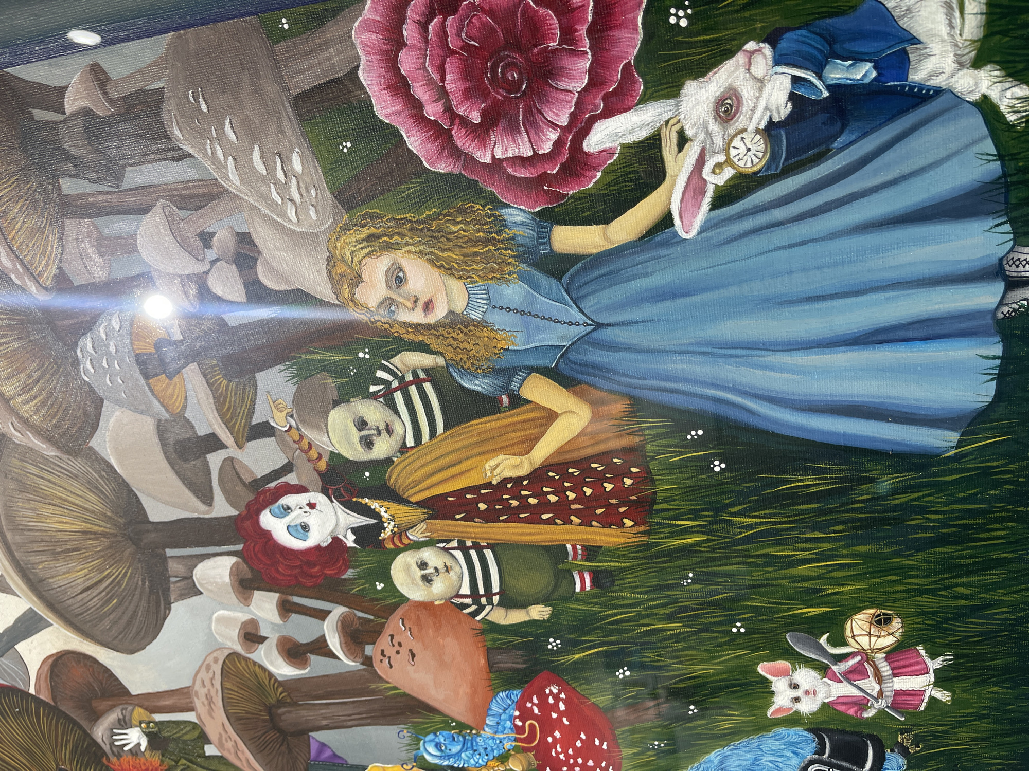 Art exhibition featuring Alice in Wonderland paintings documented in Sofia