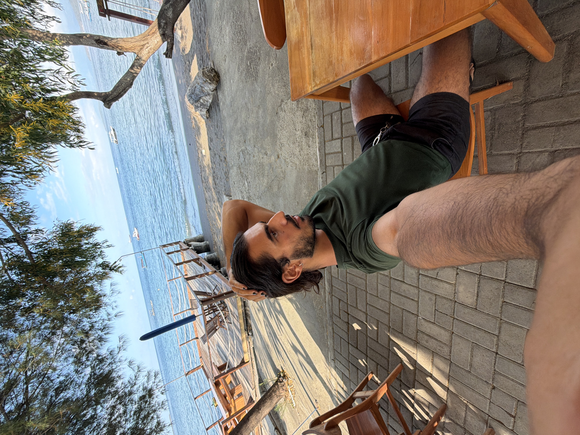 Relaxed morning at a beachside spot in Indonesia