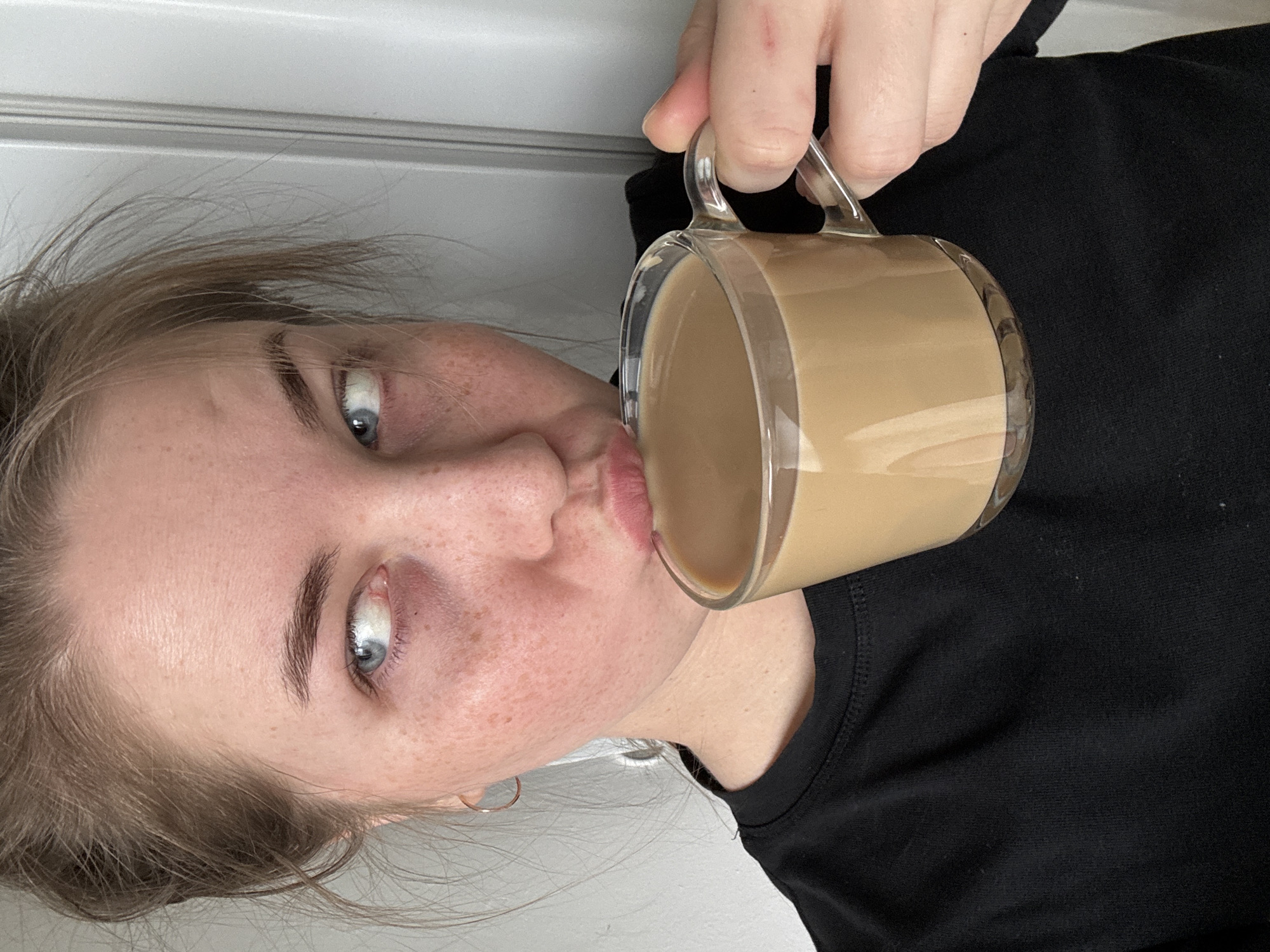 Morning domestic moments captured in Chaikovsky home with woman, cat