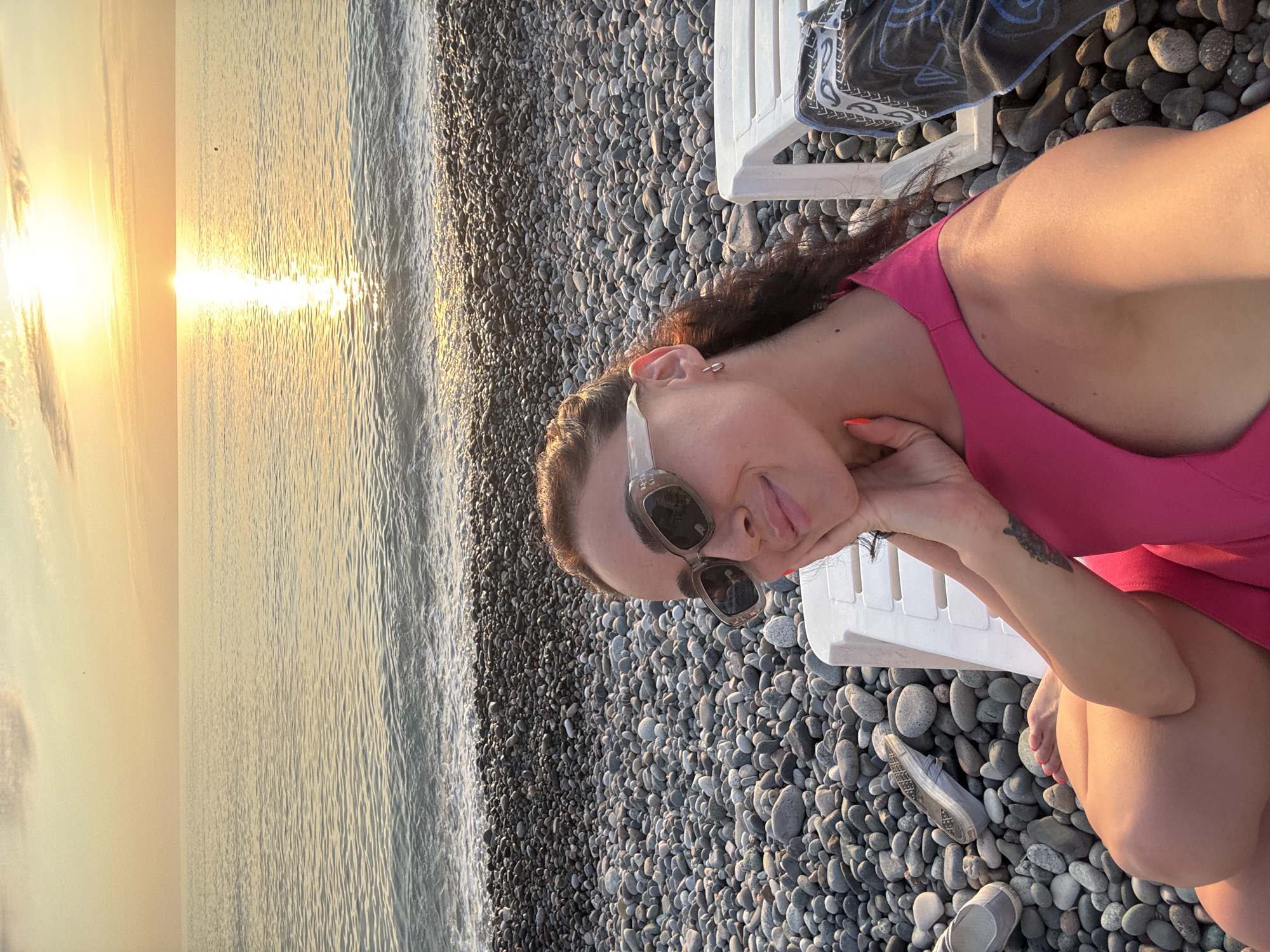 Sunset beers and lounging on Batumi's Black Sea pebble beach