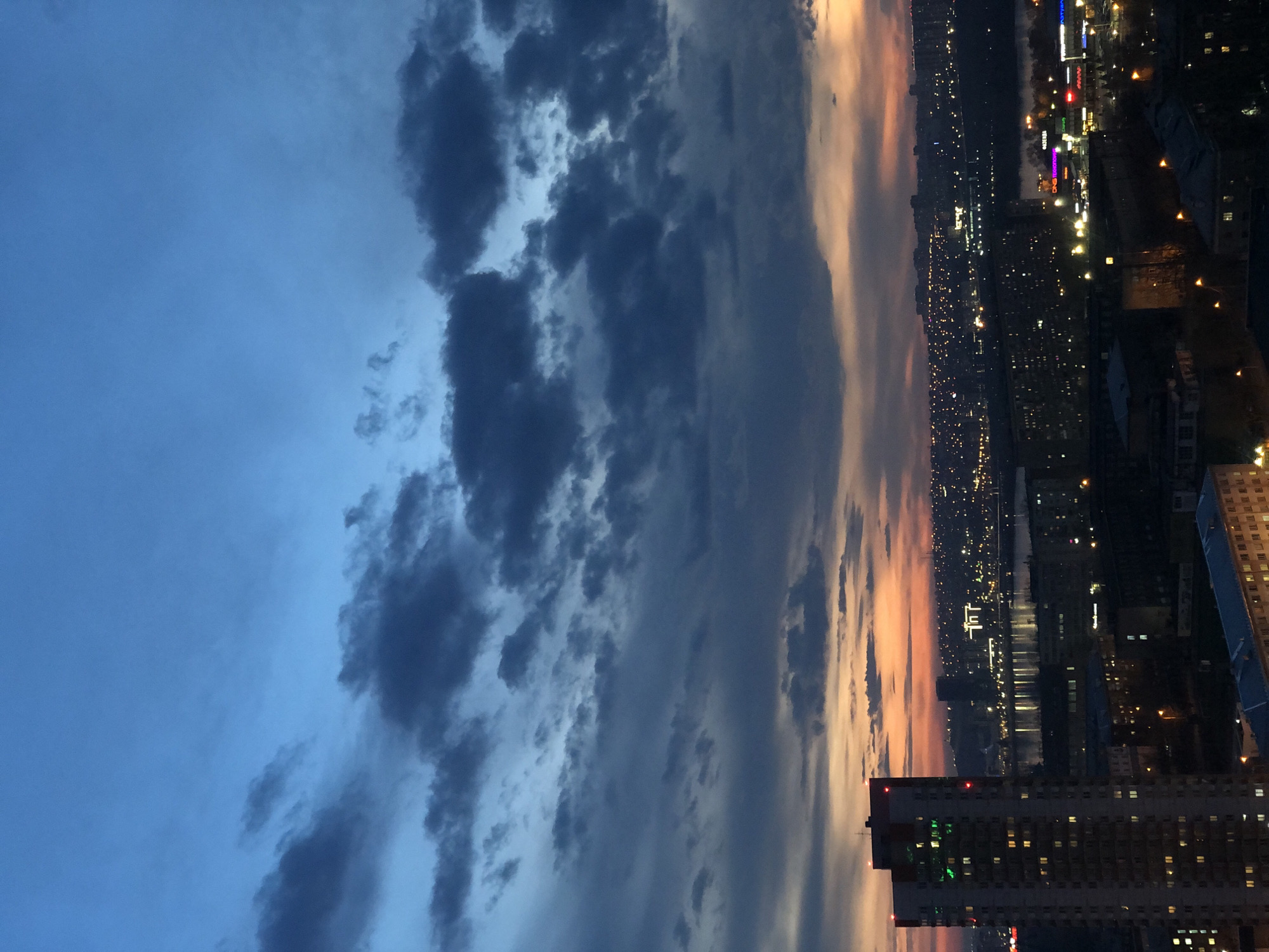 Twilight cityscape captured from elevated view in Krasnoyarsk