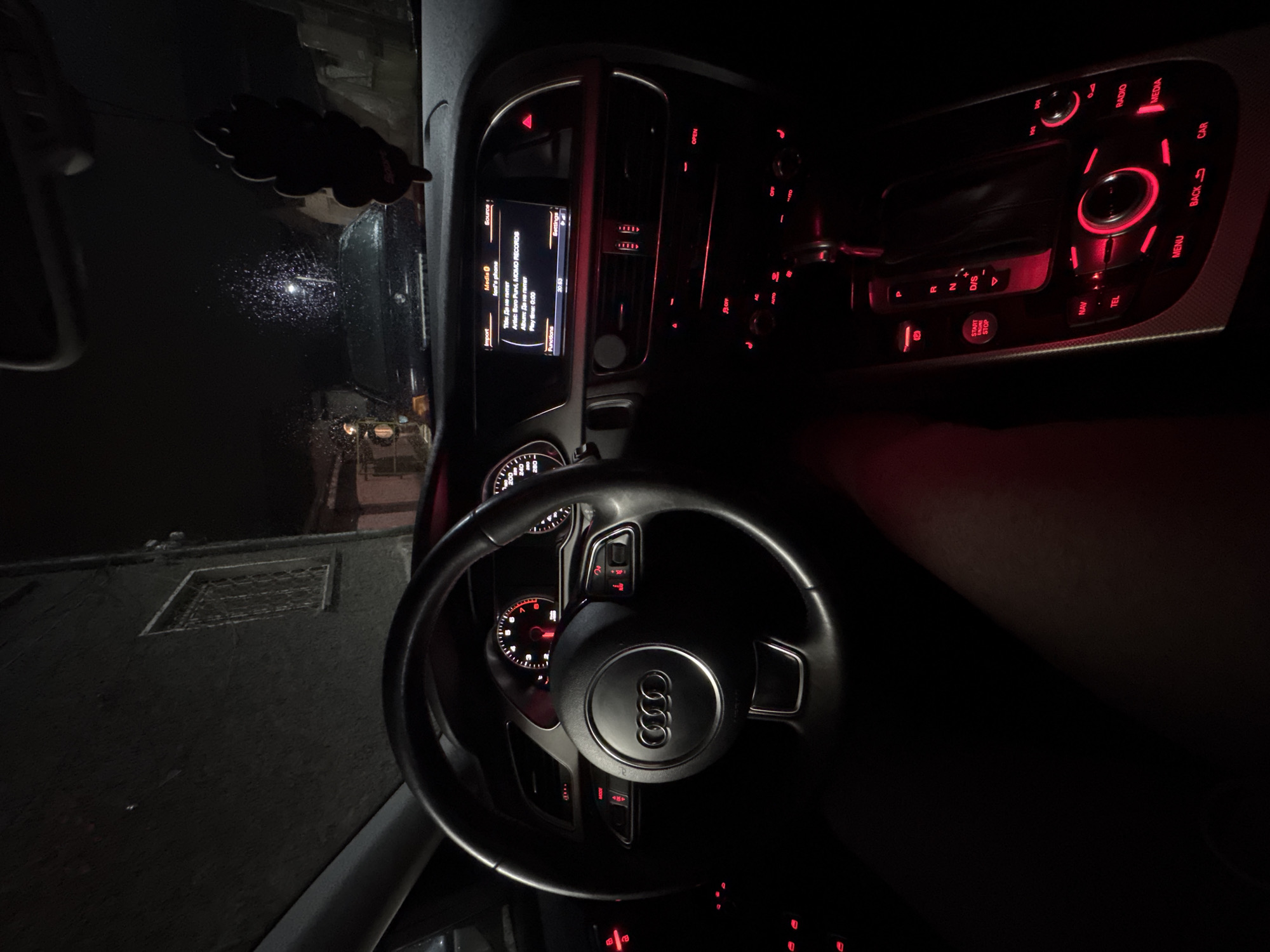 Night drive captured from inside Audi in Bulgaria