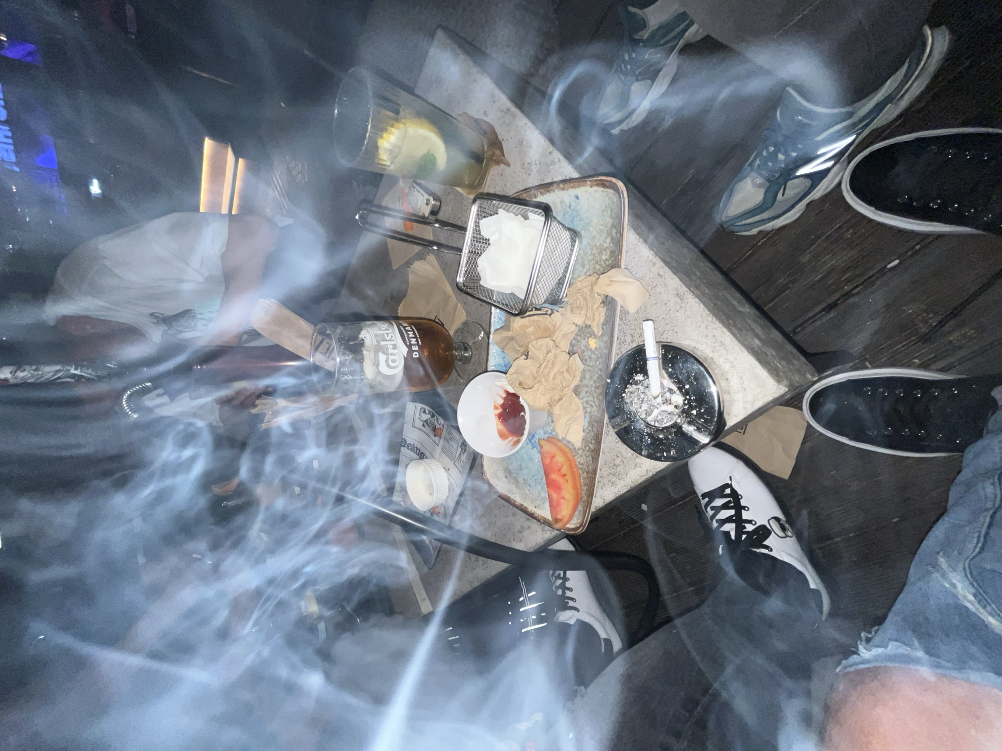 Evening cafe gathering with hookah, drinks documented in Burgas