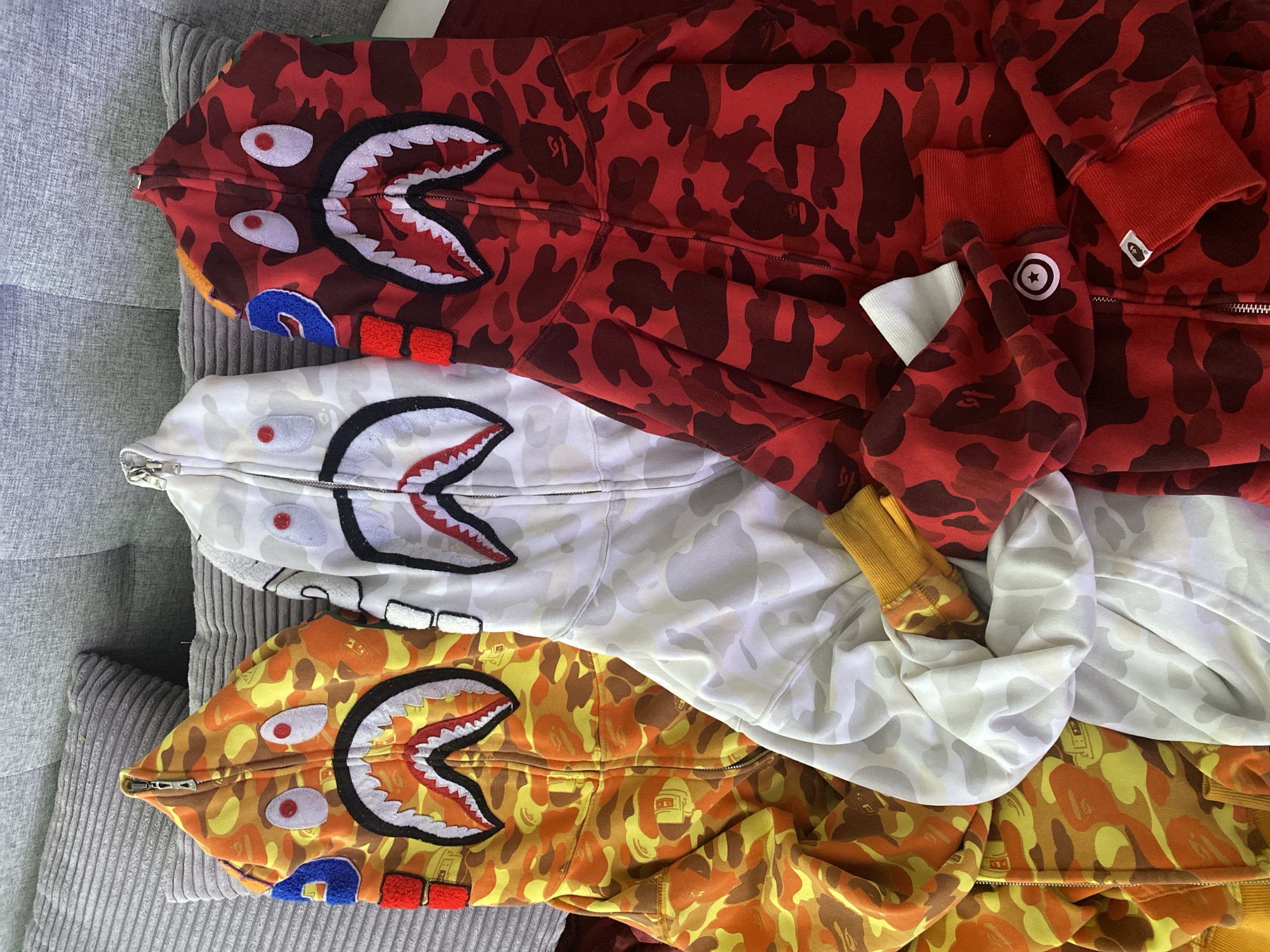 Fashion enthusiast showcases BAPE shark hoodie collection in Sochi