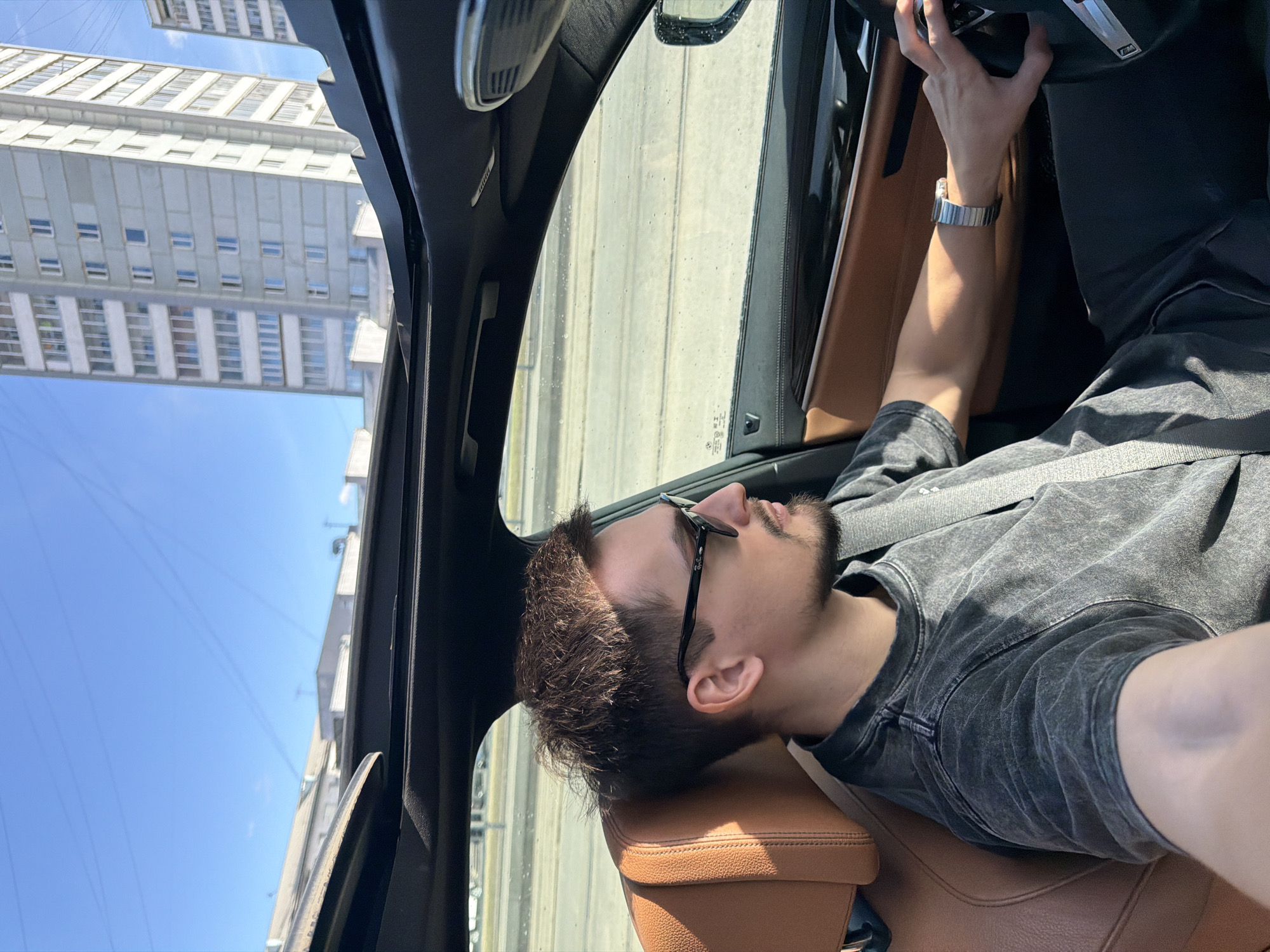 Man drives leather-interior car through Krasnoyarsk streets