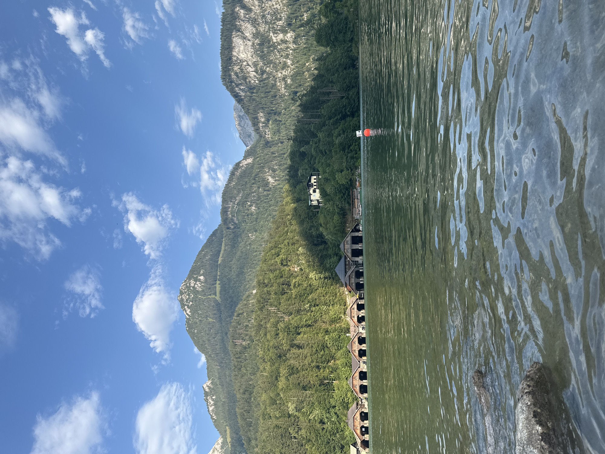 Afternoon at Königssee: lake, boathouses, mountains, boats