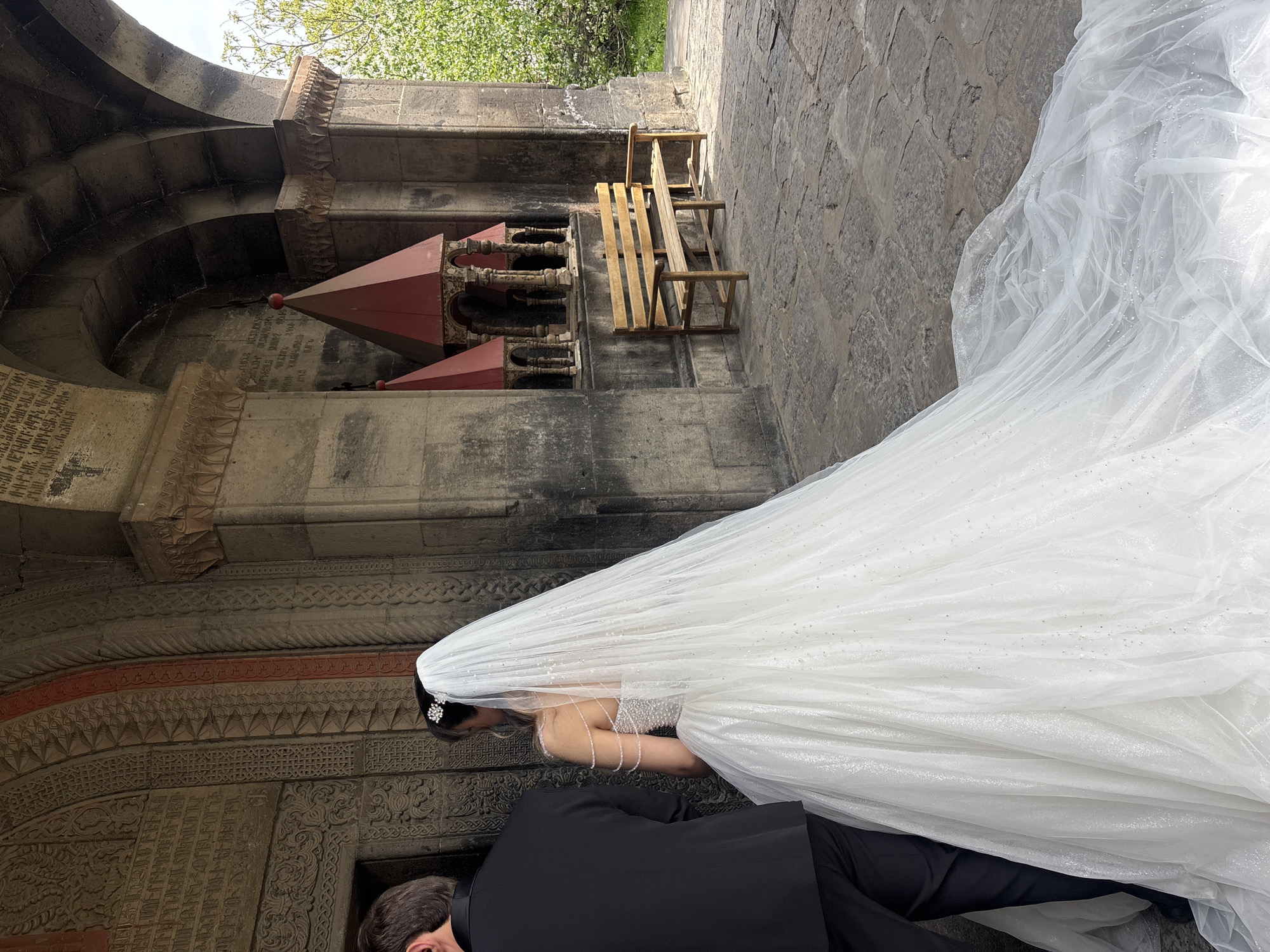 Wedding ceremony held at historic Karmravor Church in Ashtarak, Armenia
