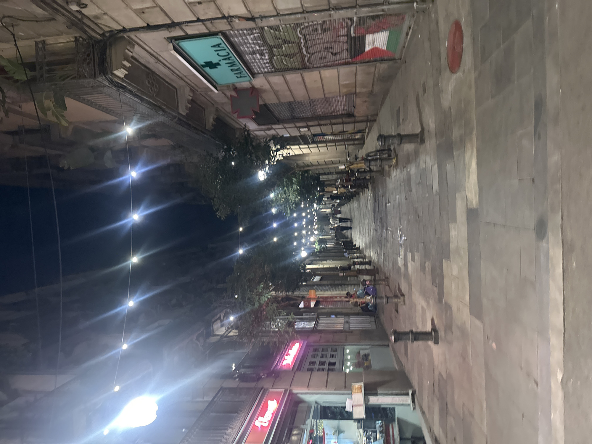 Barcelona Gothic Quarter streets and graffiti after dark