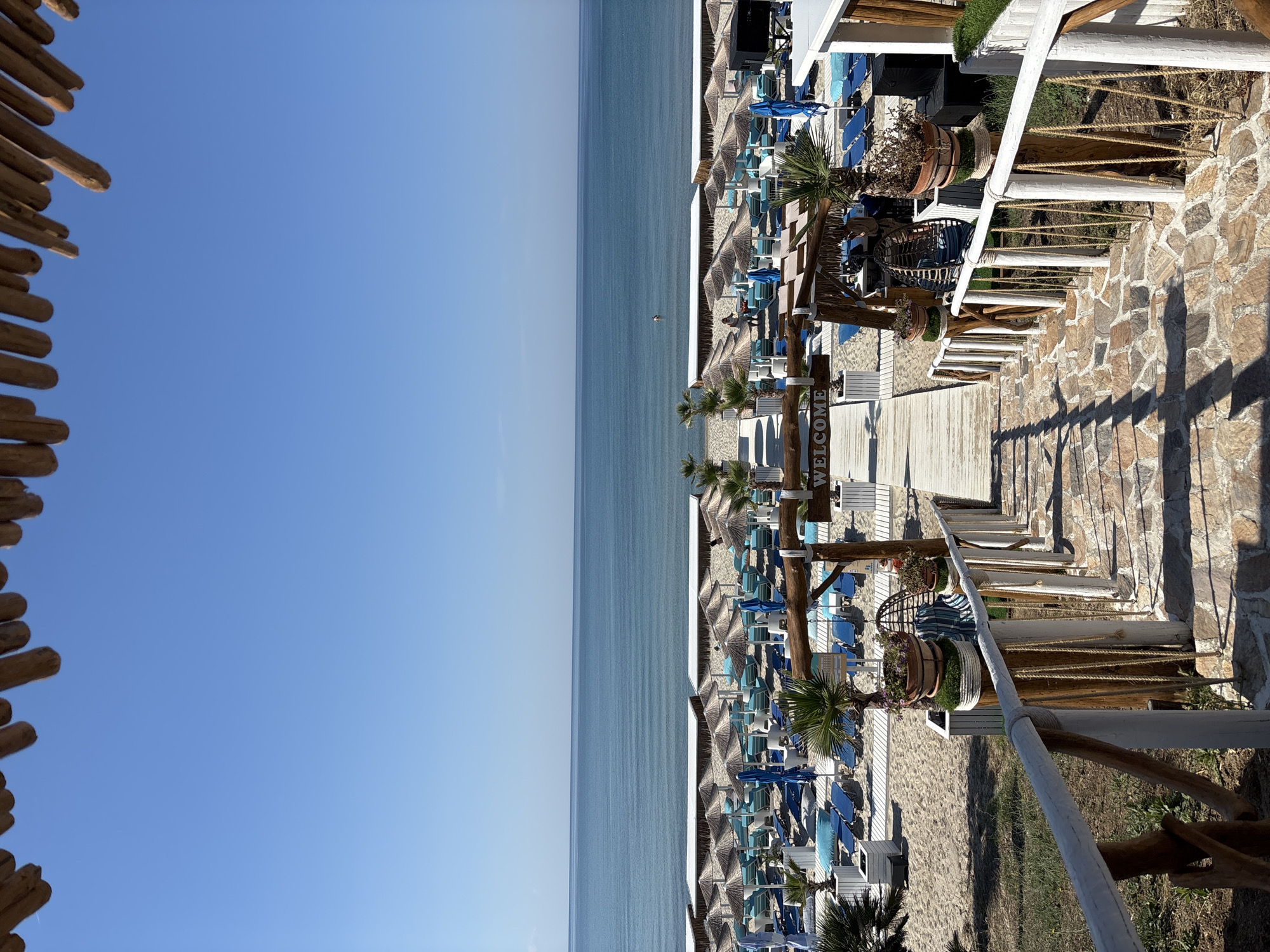 Lazy summer morning at a beach resort in Paralia Mesis