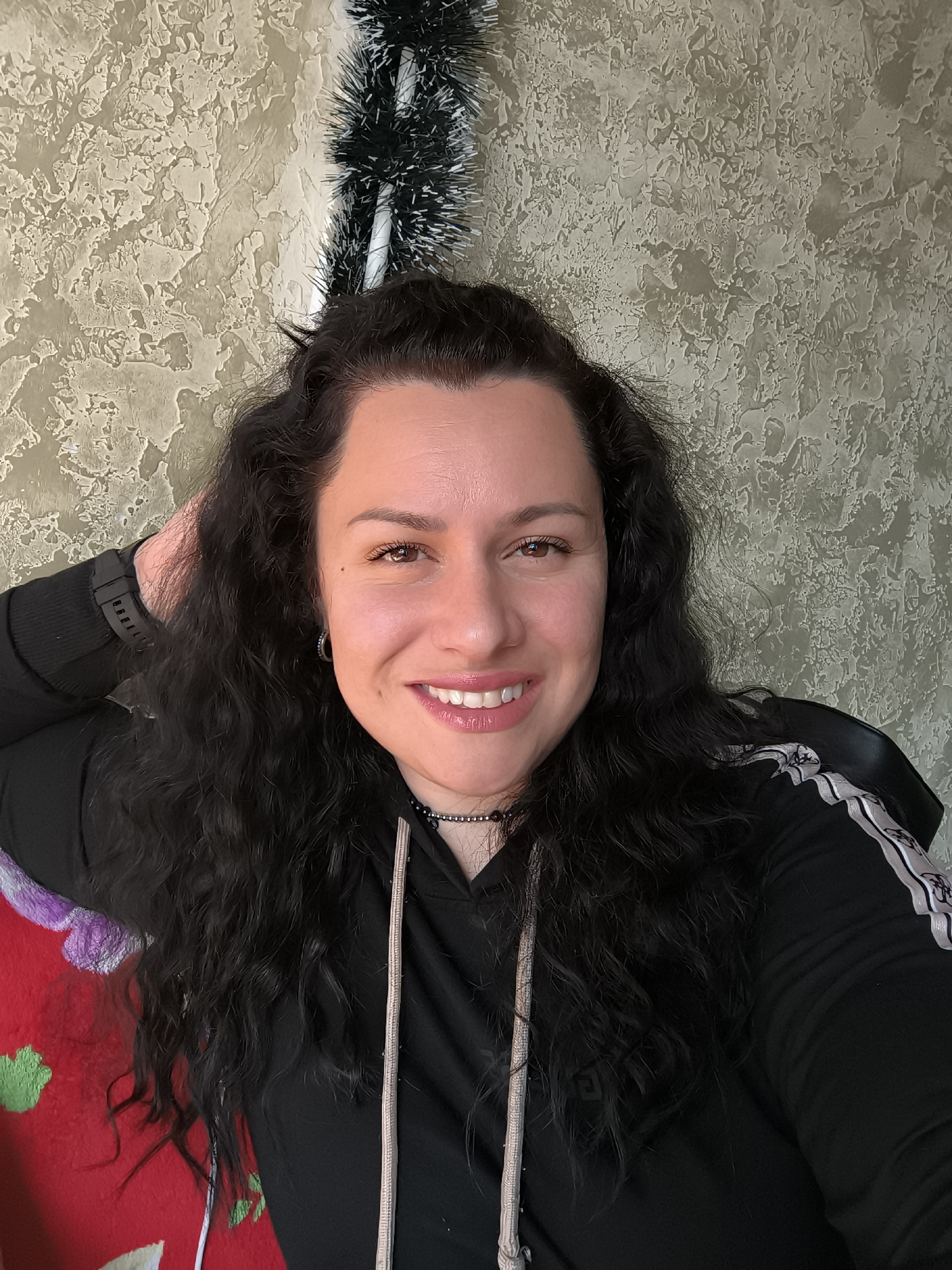 Woman photographed smiling in Pleven, Bulgaria