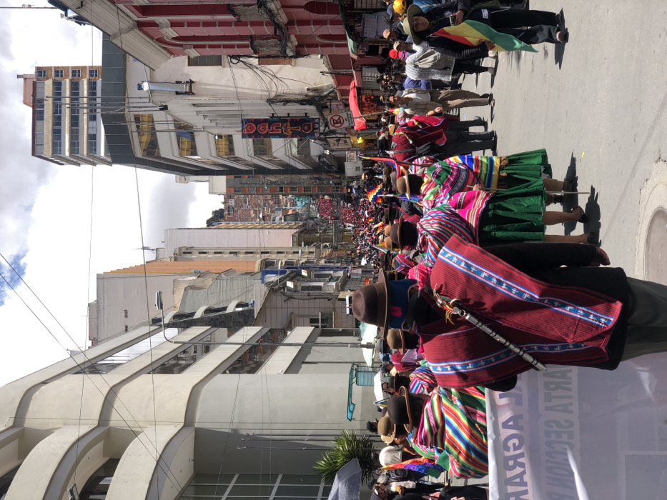 Traditional Andean parade fills La Paz streets near government buildings