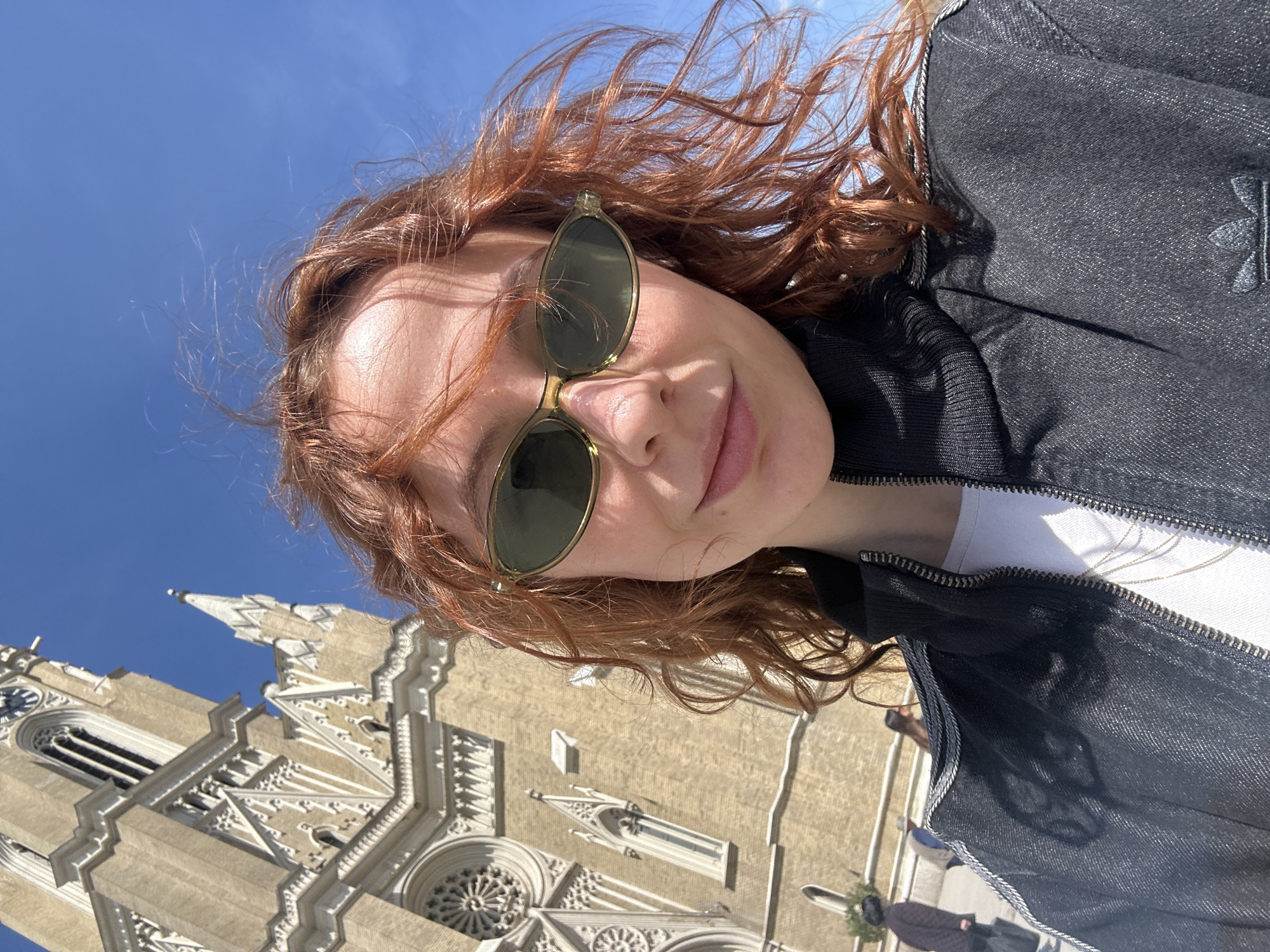 Woman takes sunny selfie in Novi Sad
