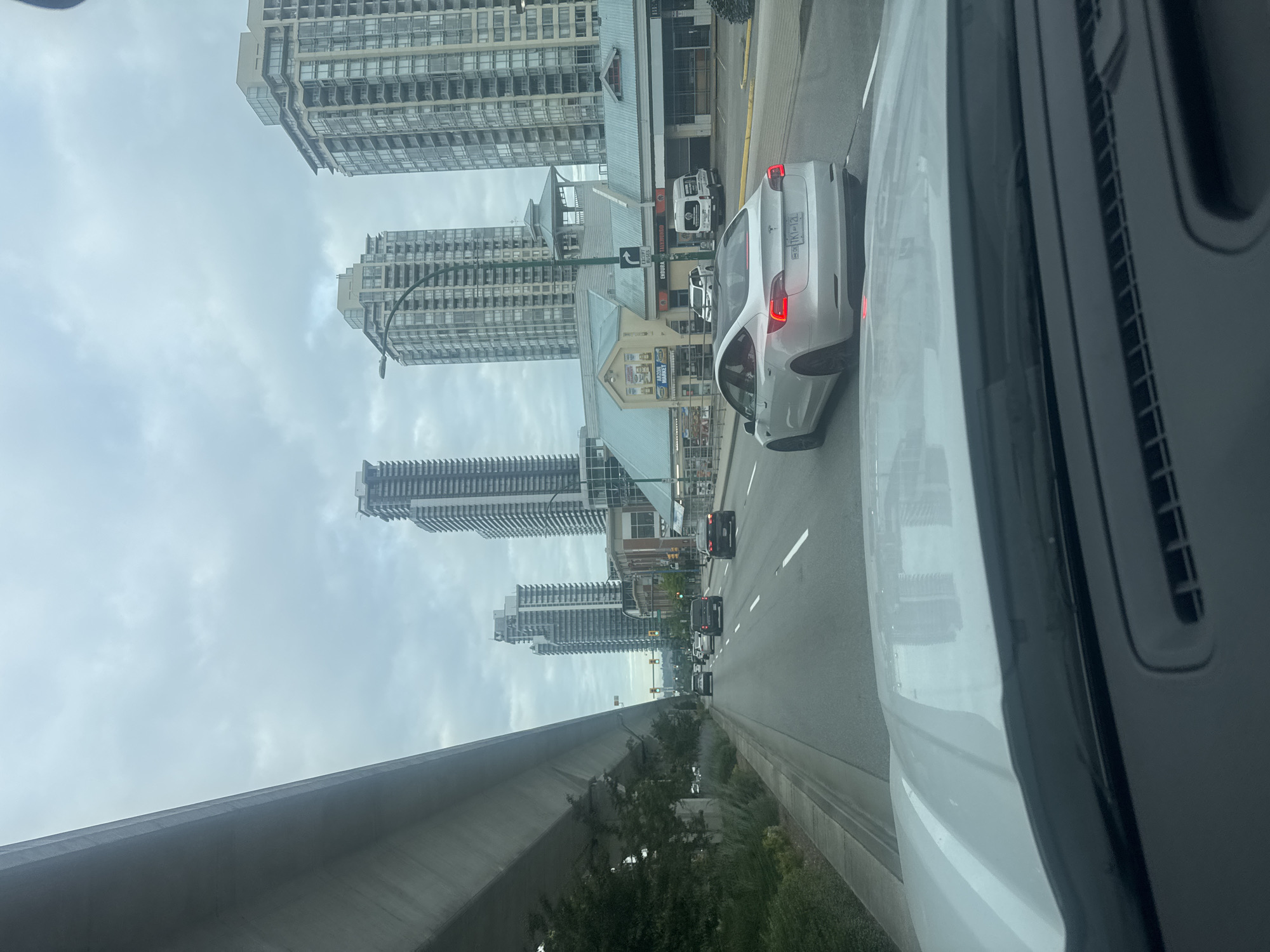 Street-level view from a moving car in Burnaby