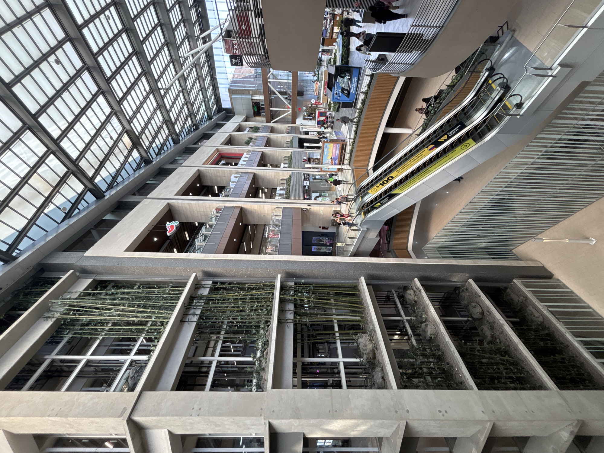 Evening documentation of Mexico City shopping mall facilities