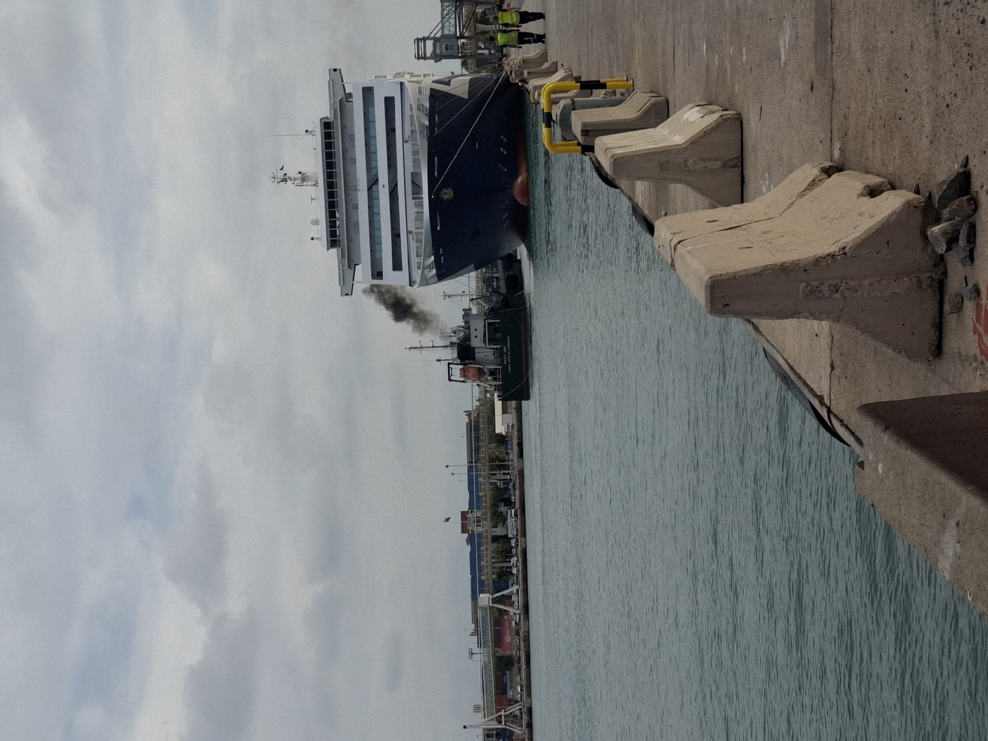 Ro-ro ferry loads trucks and vehicles at Port of Valencia
