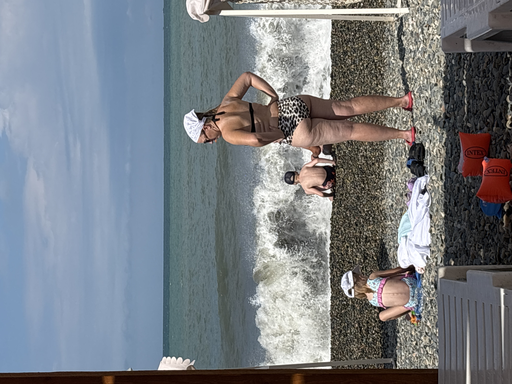 A lazy summer morning on Sochi's Black Sea pebble beach