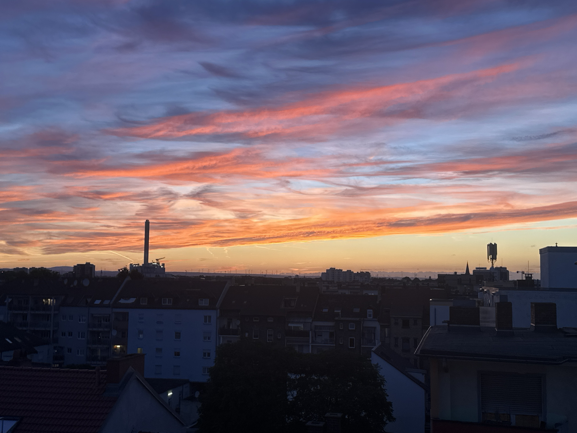 Colorful sunset over Ludwigshafen am Rhein