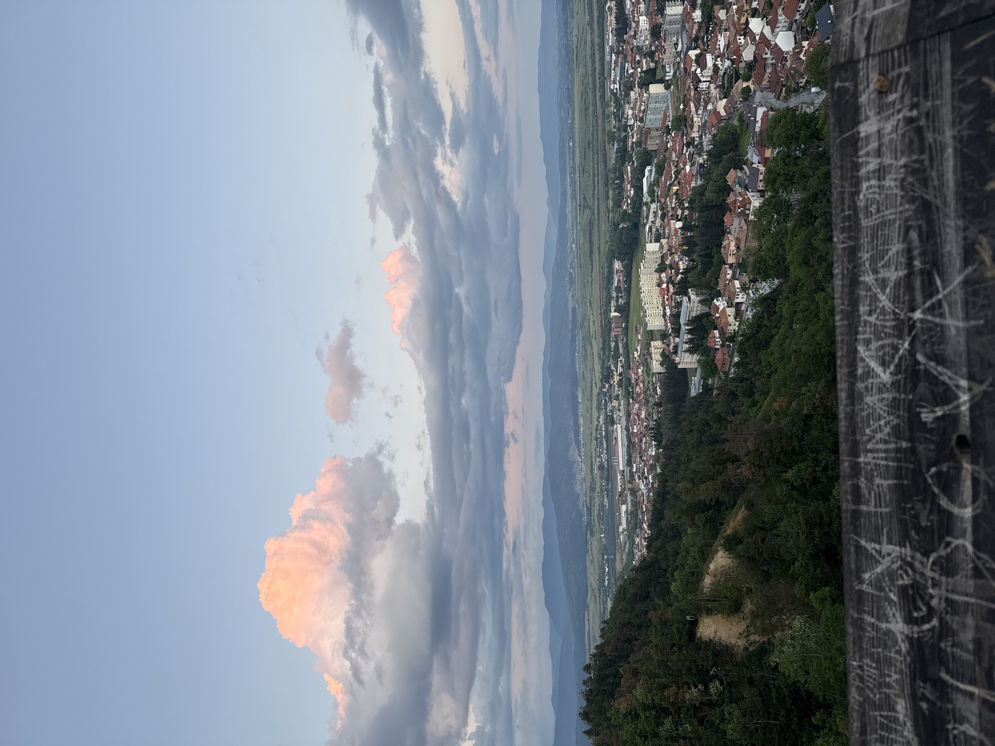 Sunset panoramic views captured across urban and natural landscape
