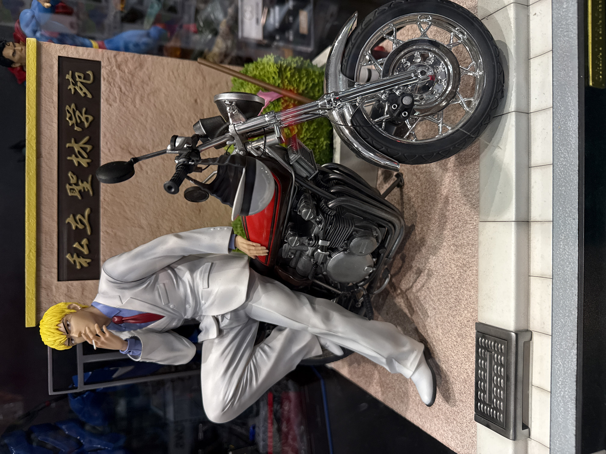 Anime figurine collection displayed in Paris shop window