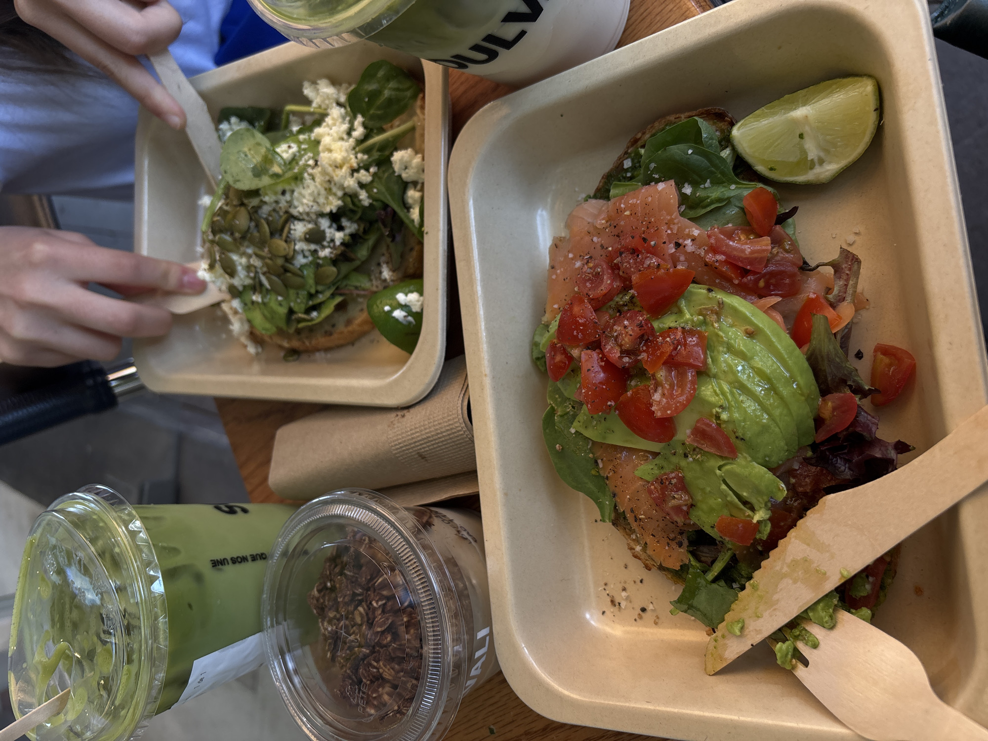 Diner enjoys avocado toast meal in Puebla, Mexico