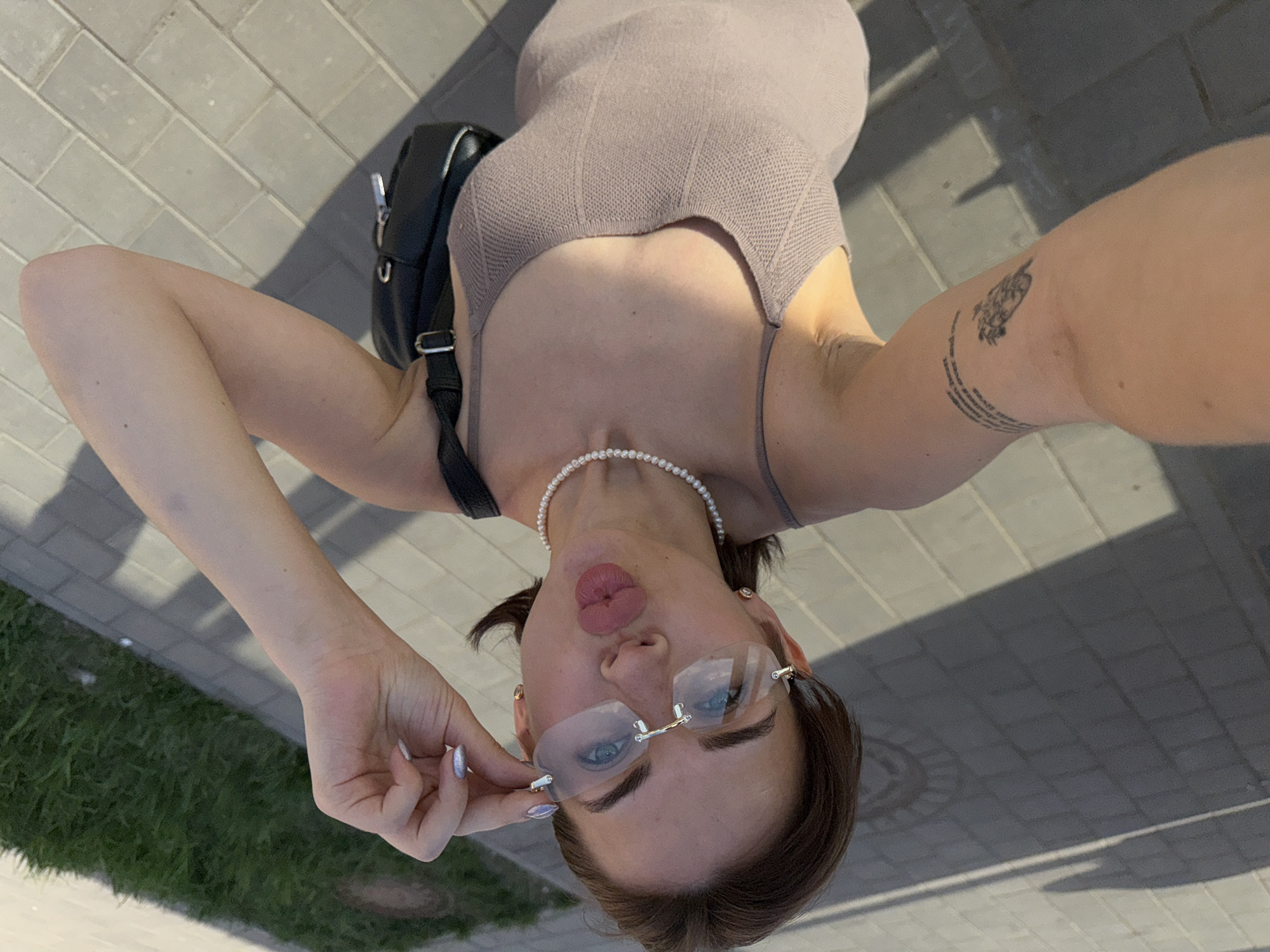Woman takes selfie in Sarapul, Russia