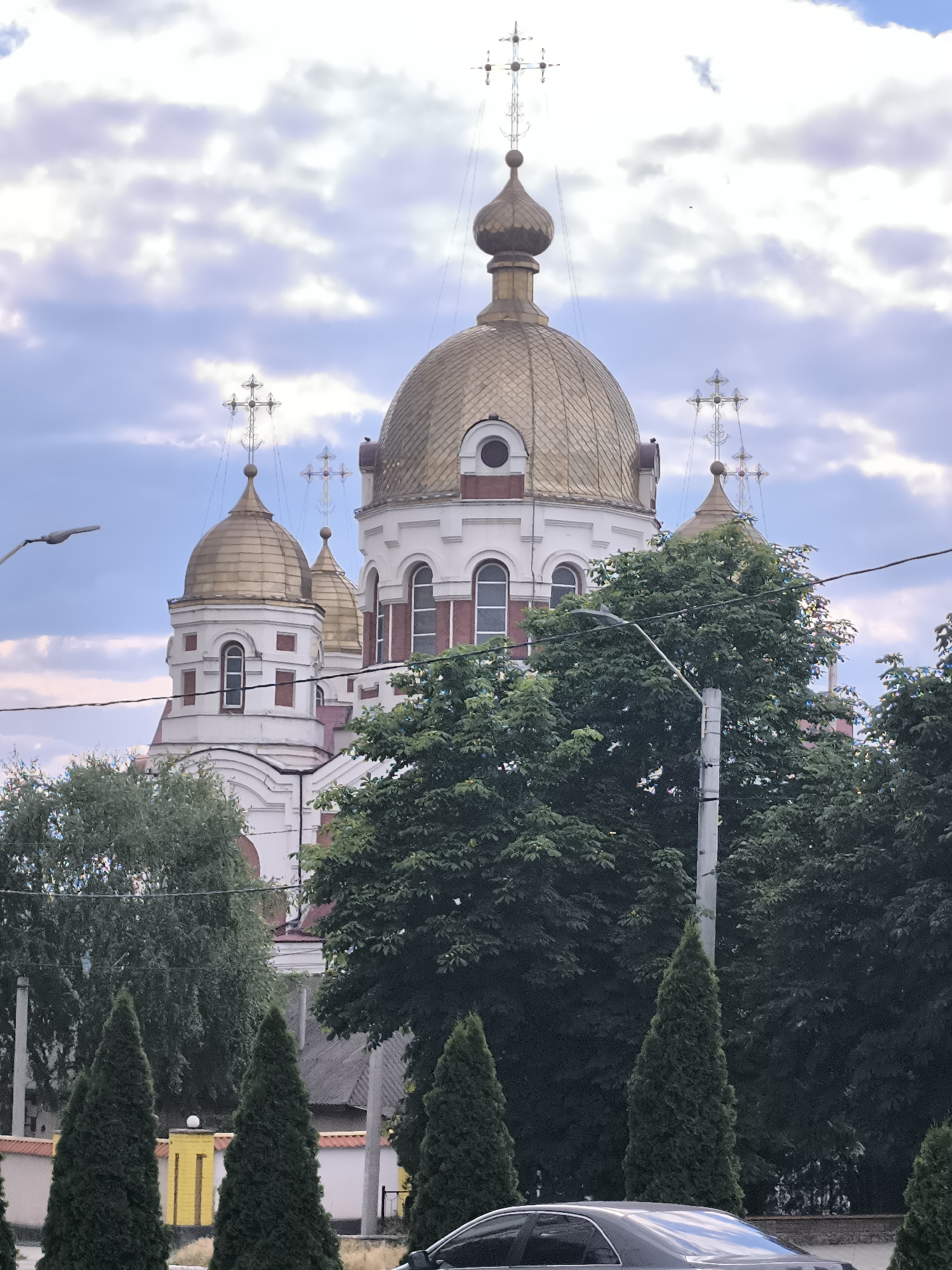 Golden-domed Orthodox cathedrals in Rybnitsa, Moldova