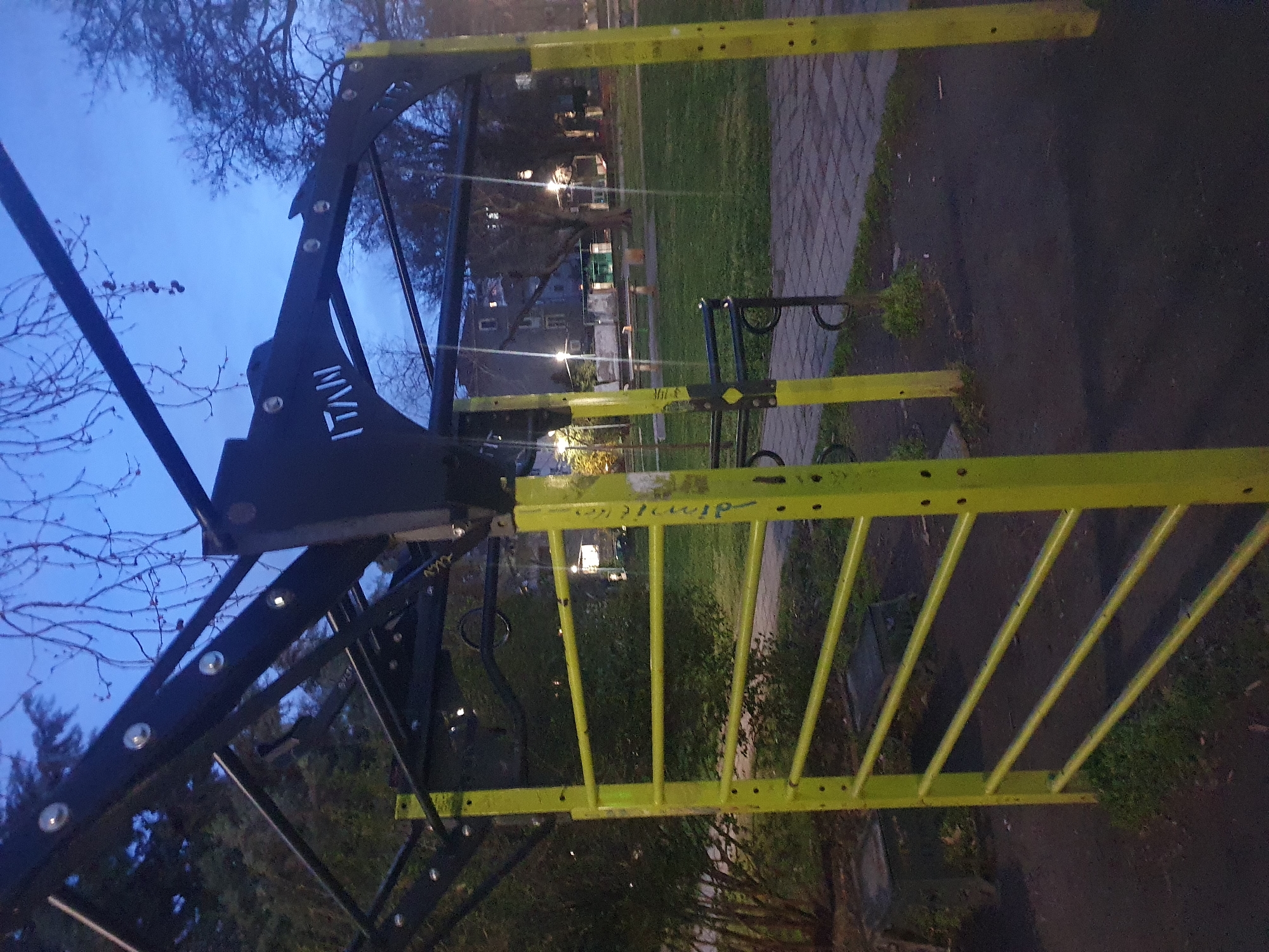 Public park features fitness equipment and bottle cap recycling
