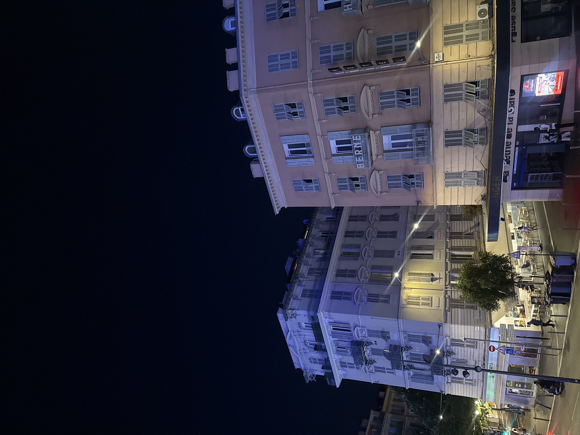 Evening scenes captured across central Nice streets and buildings