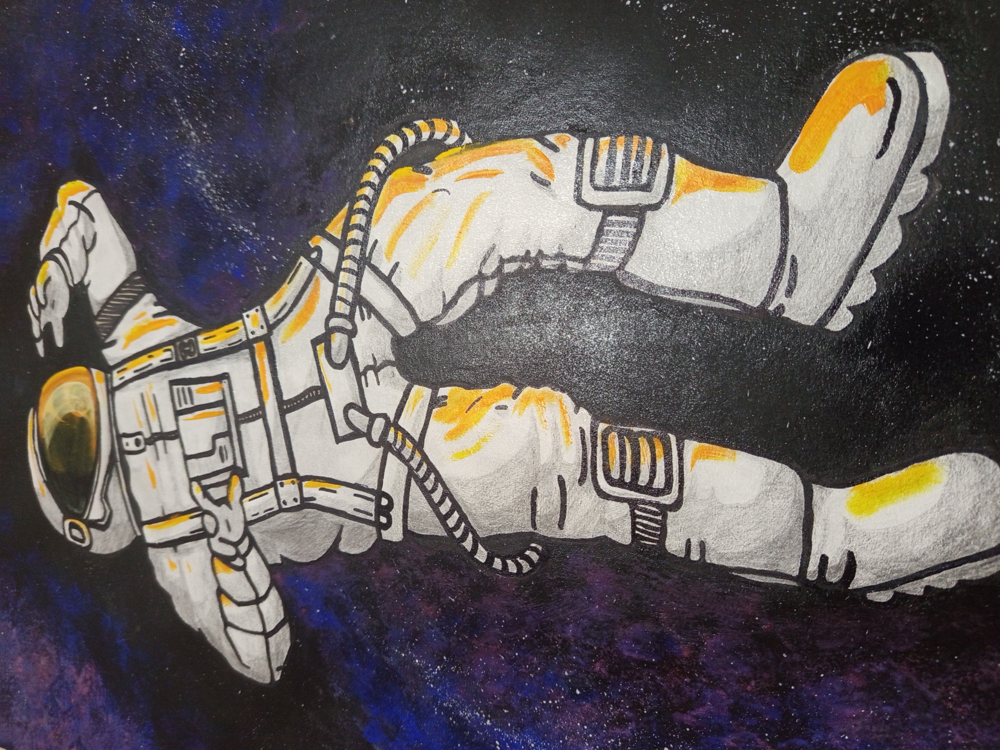 Space illustration and Cyrillic books photographed in Svishtov