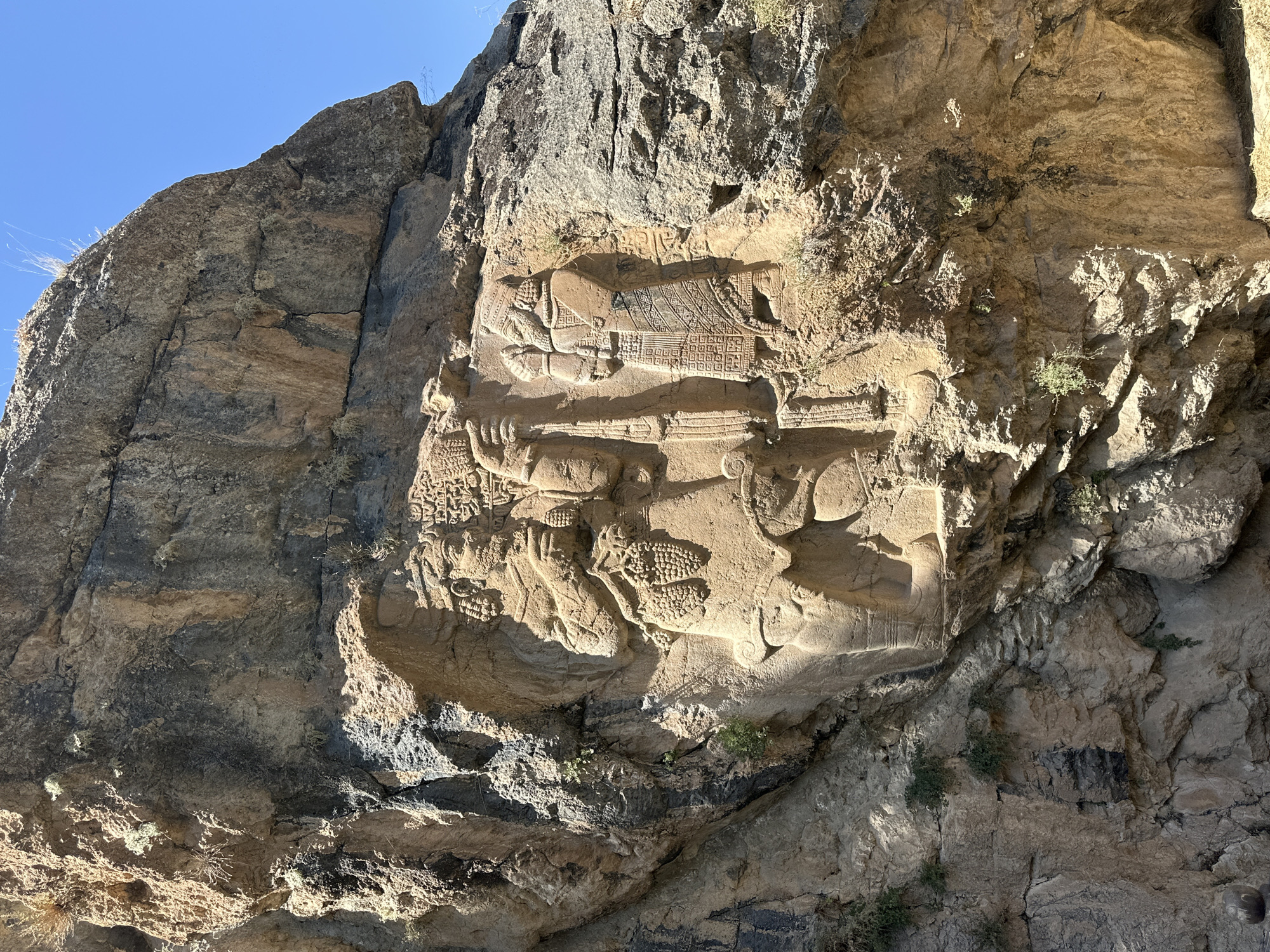 Ancient rock reliefs meet turquoise river in Halkapınar, Turkey