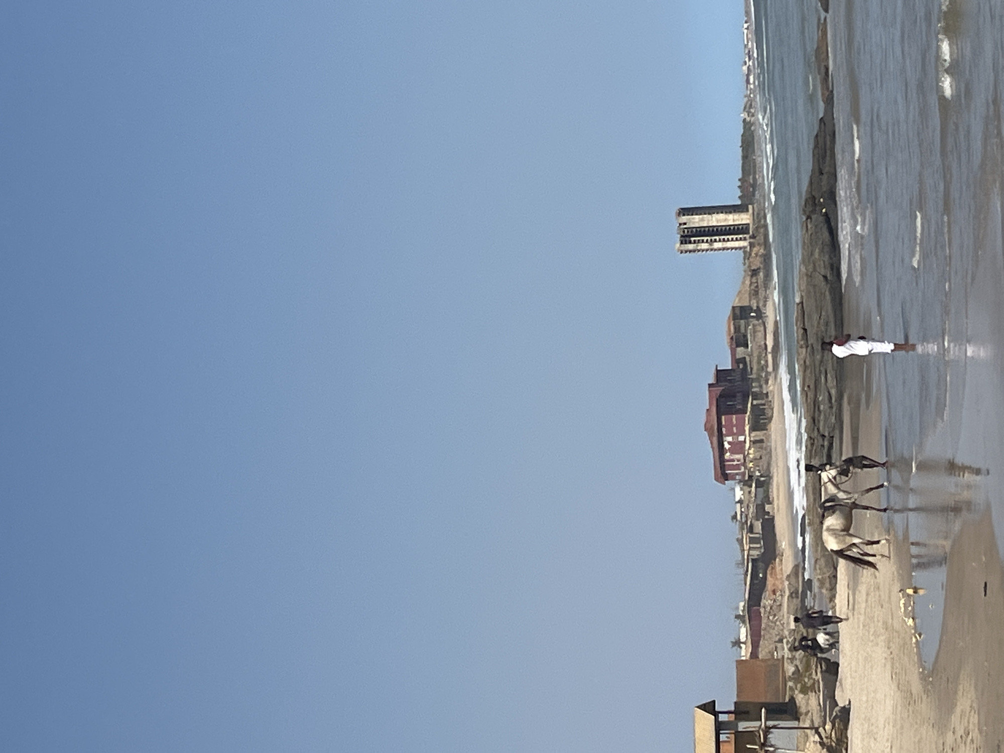 Beach activities observed in Accra including horseback riding