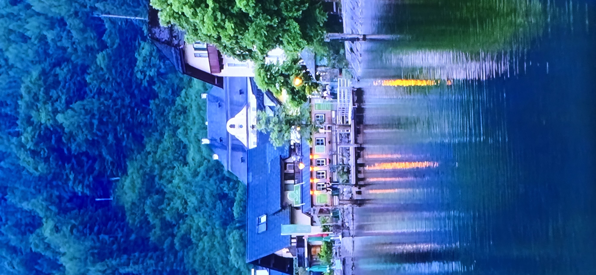 Dusk village scenes and a feel-good text card from Drummondville