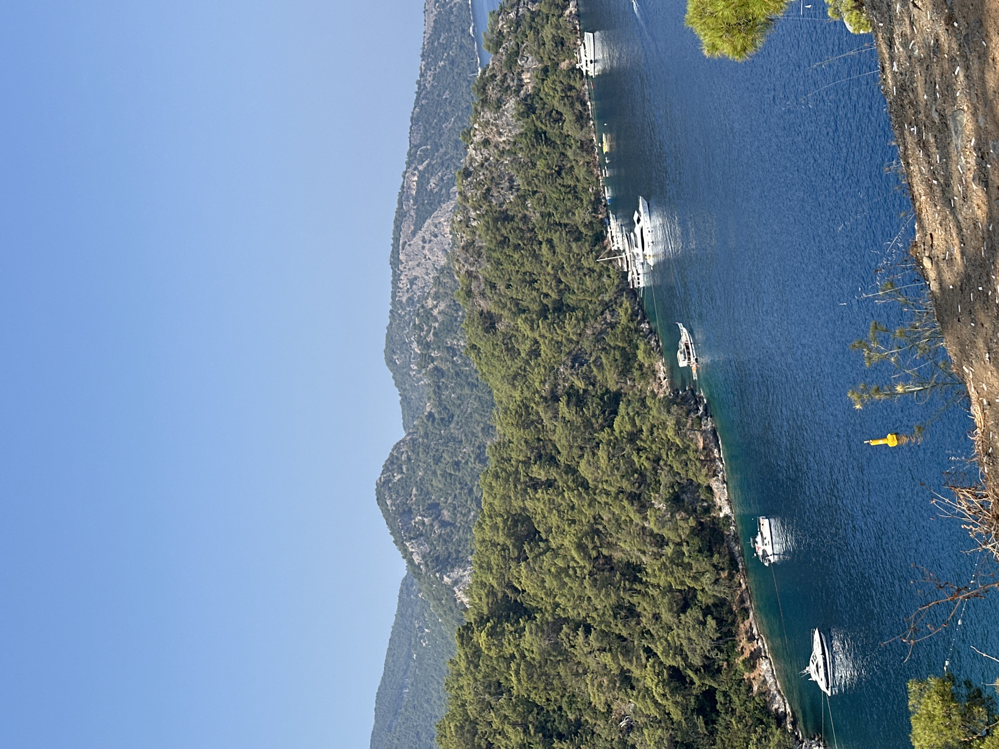 Yachts and blue bays along the Fethiye coastline