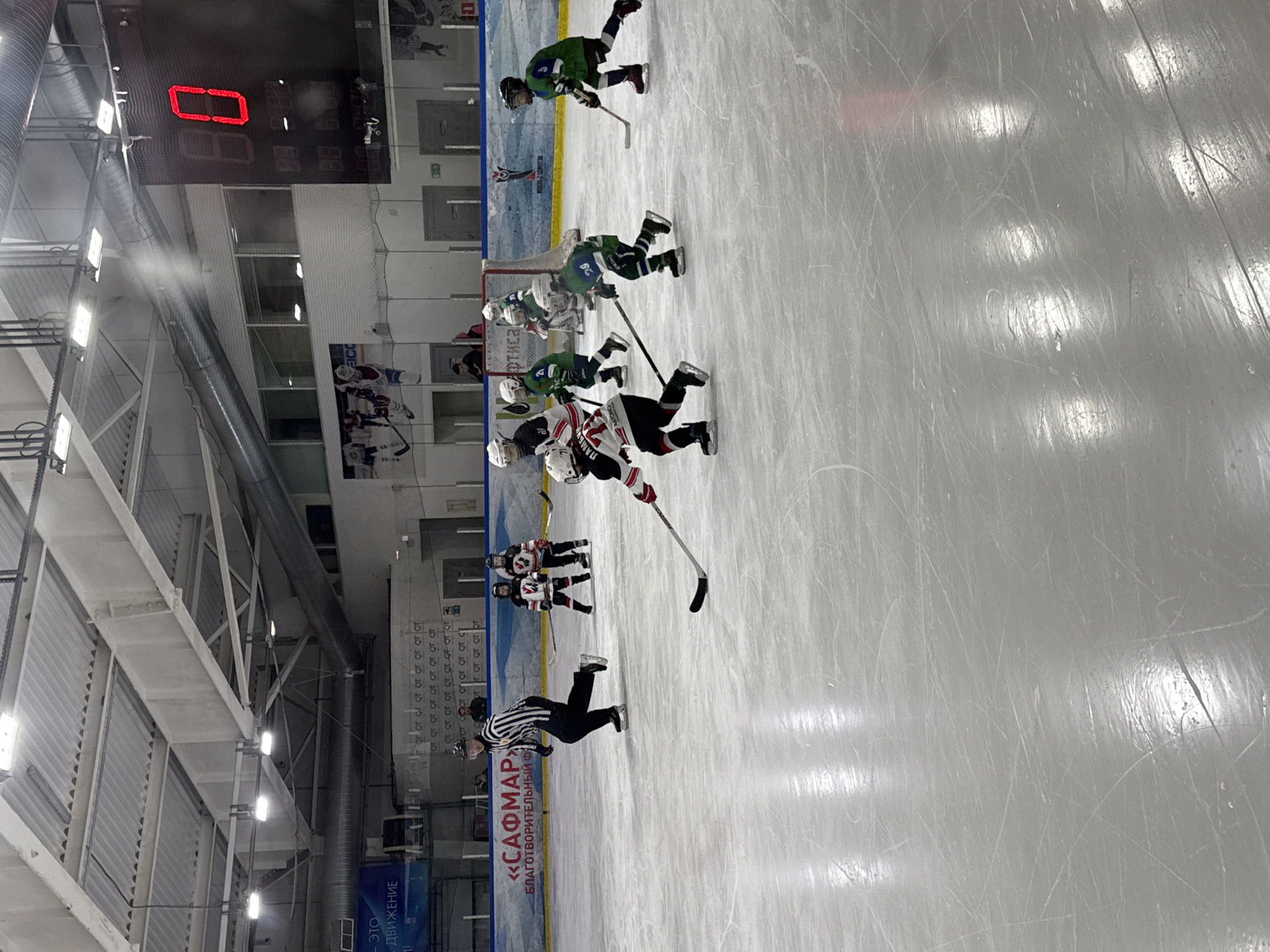 Hockey game underway in Izhevsk, Russia early morning