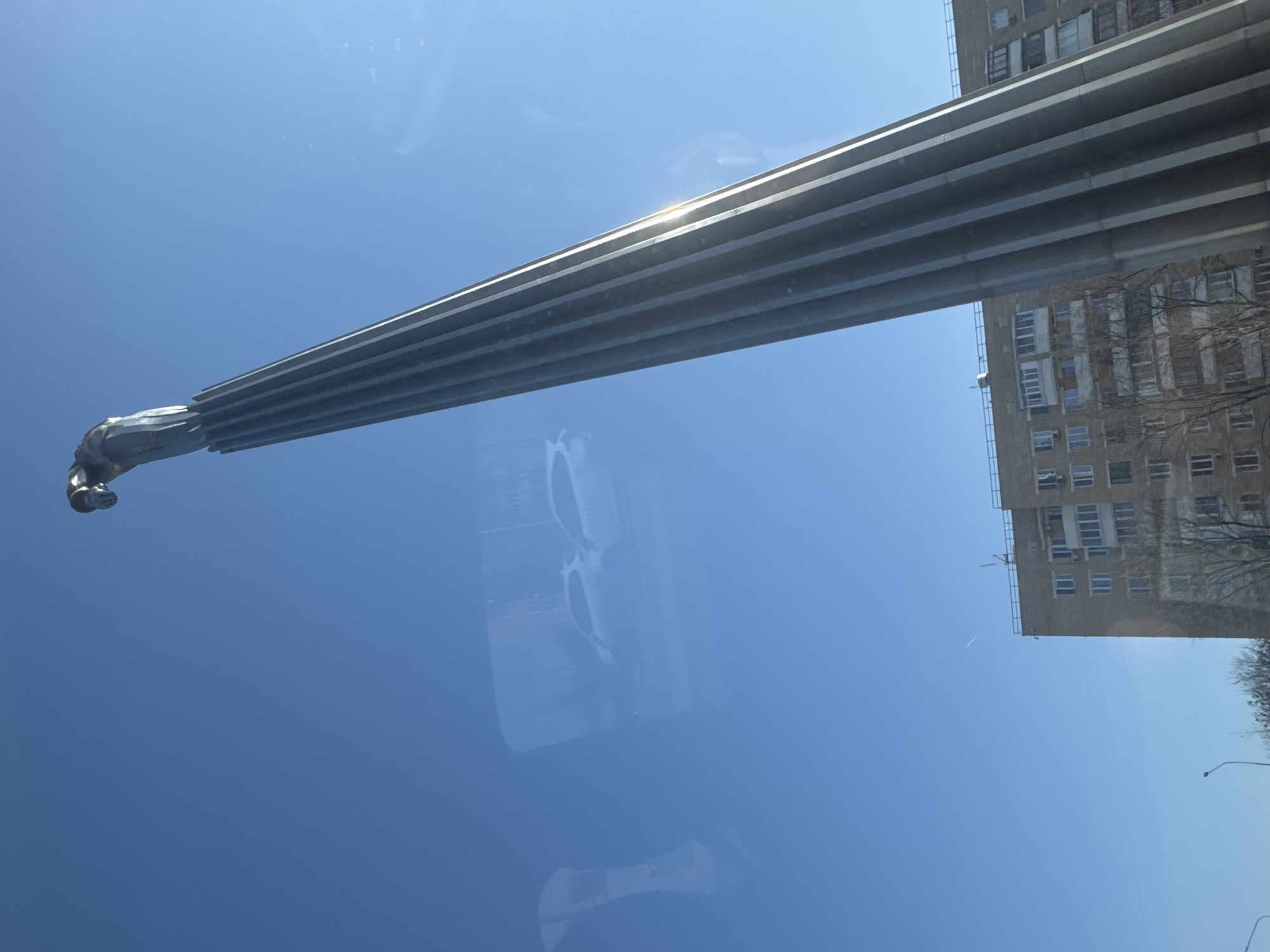 Moscow Space Monument viewed from indoor perspective