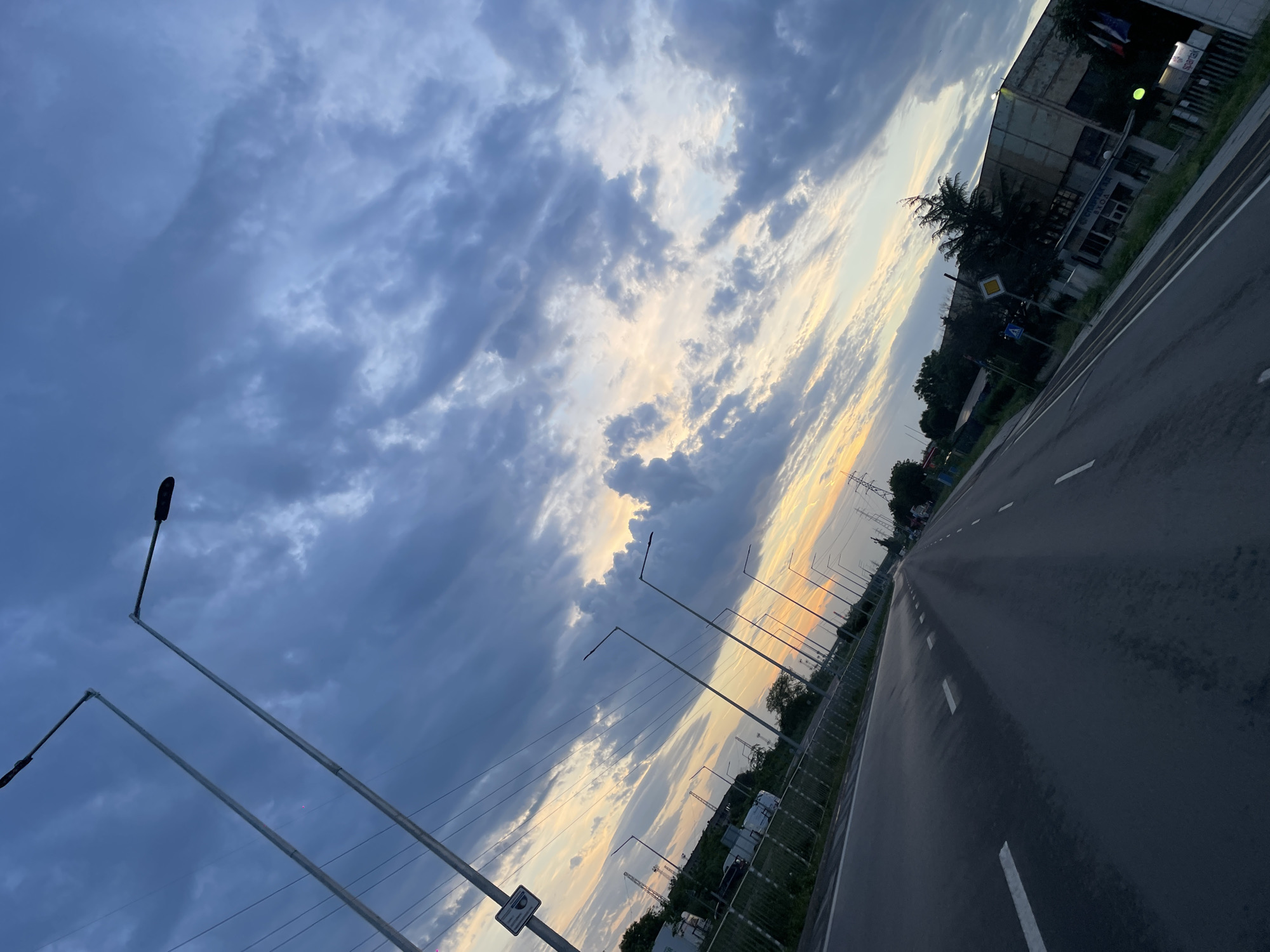Evening drive through Burgas captured during dramatic sunset