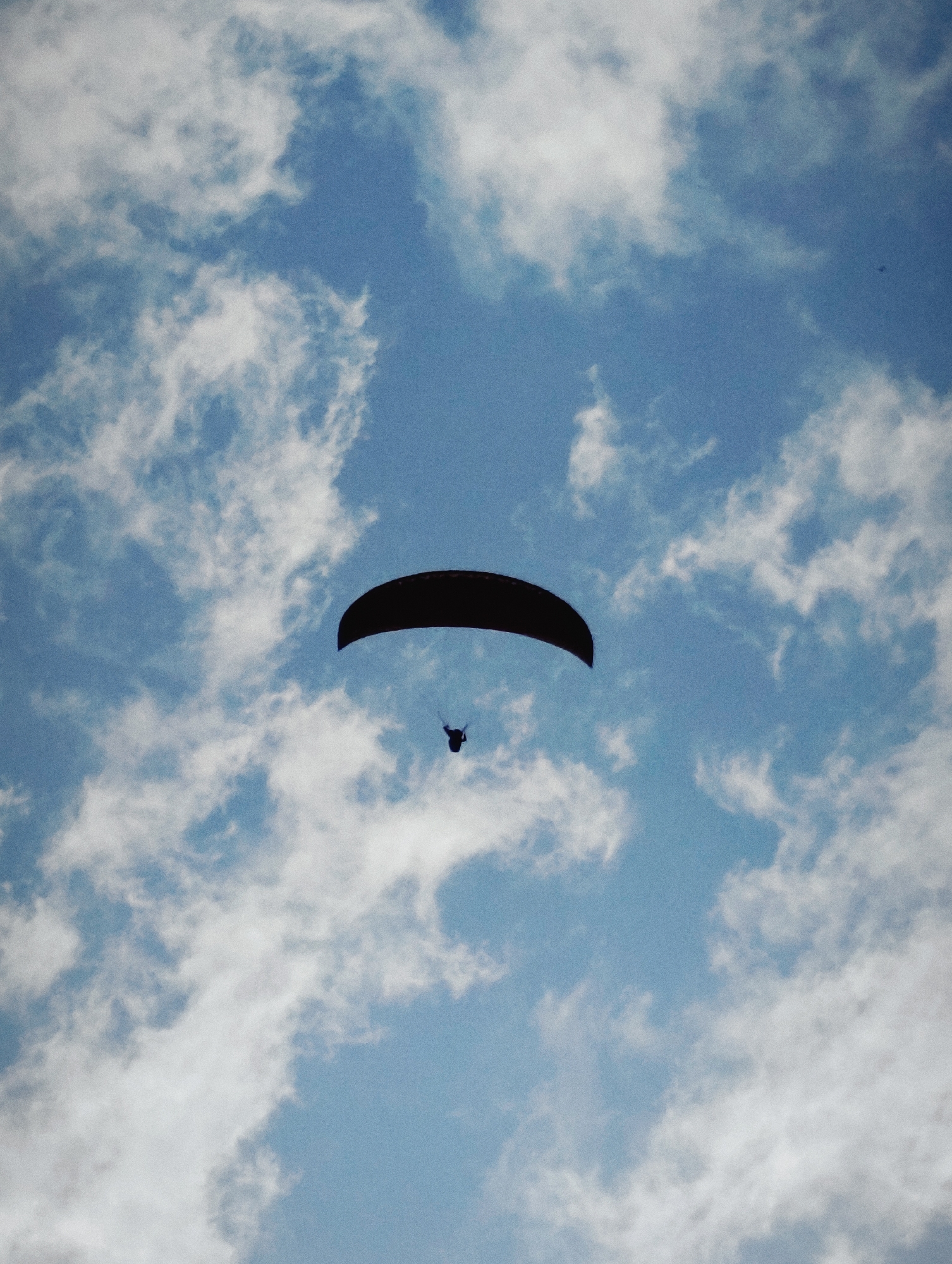 Paragliding over Solang Valley on a clear summer day