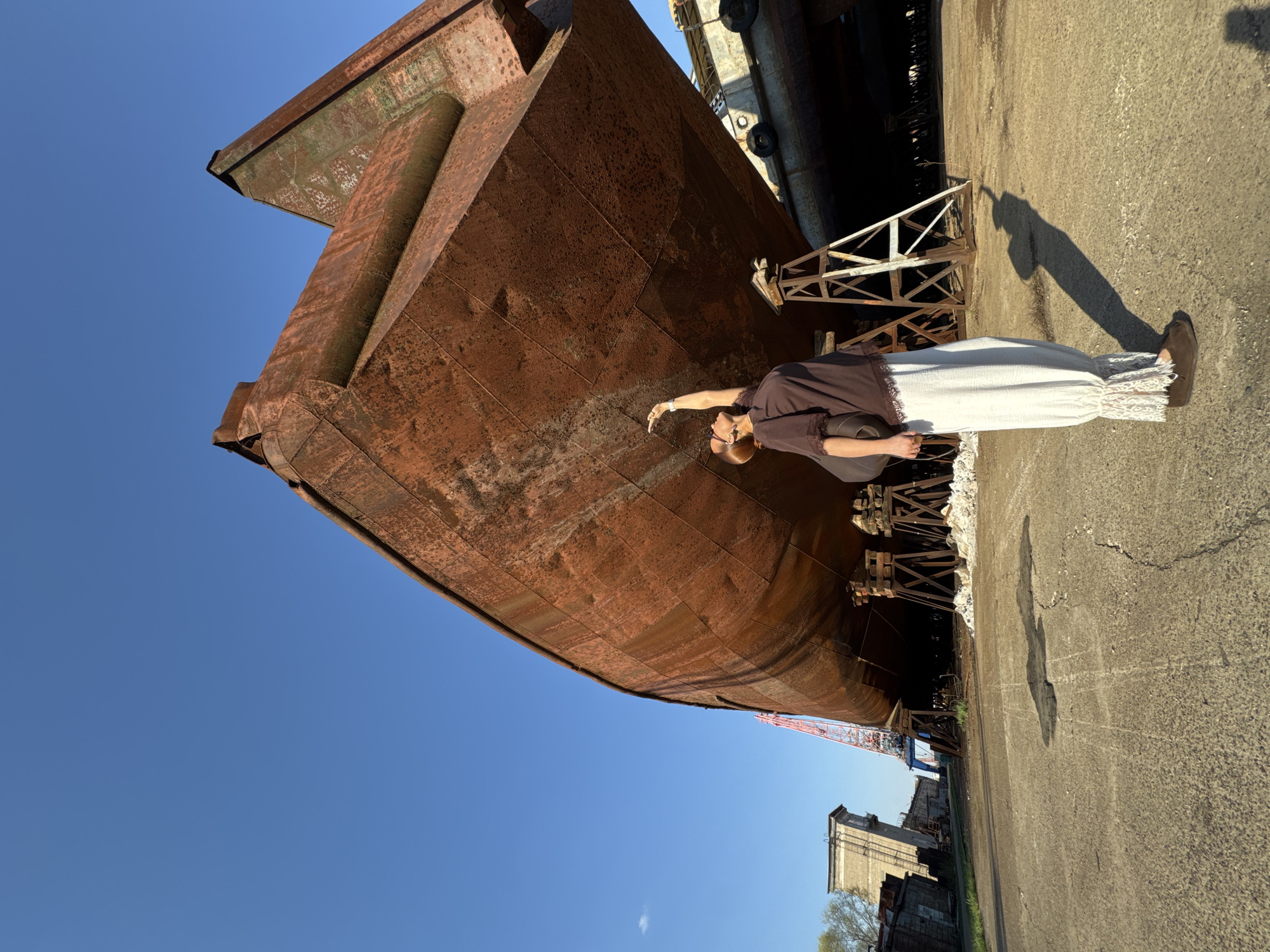 Woman photographed in industrial areas around Chaikovsky, Russia