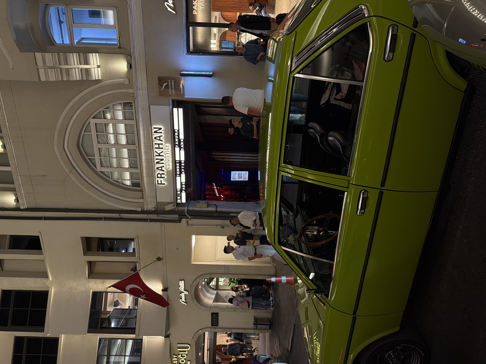 Green vintage car spotted parked in Beyoğlu district