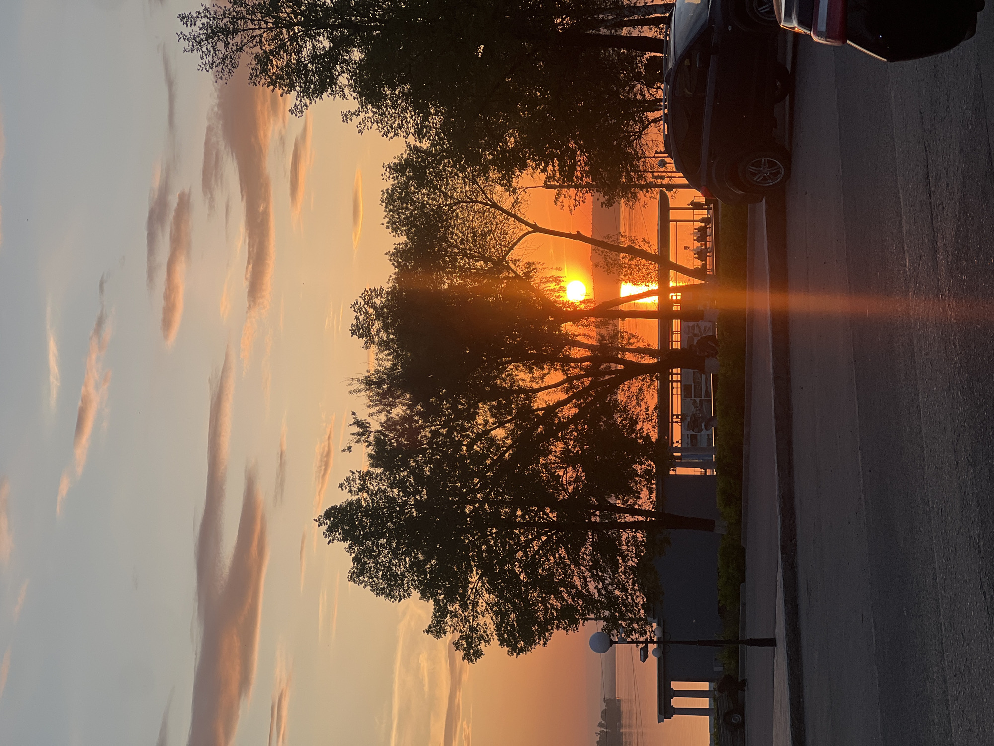 Sunset observed from sidewalk in Votkinsk, Russia