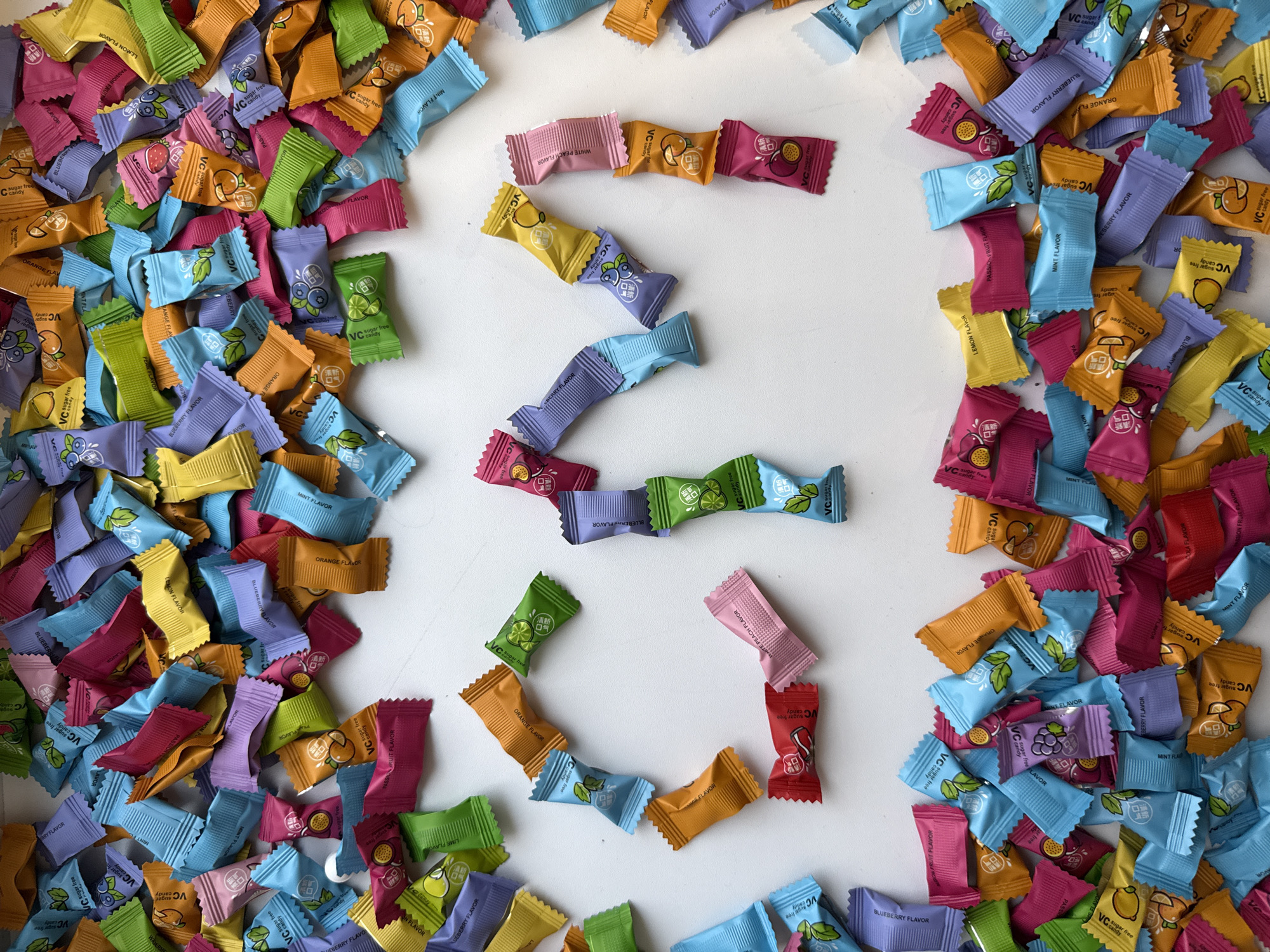Colorful wrapped candies documented in anonymous witness observation
